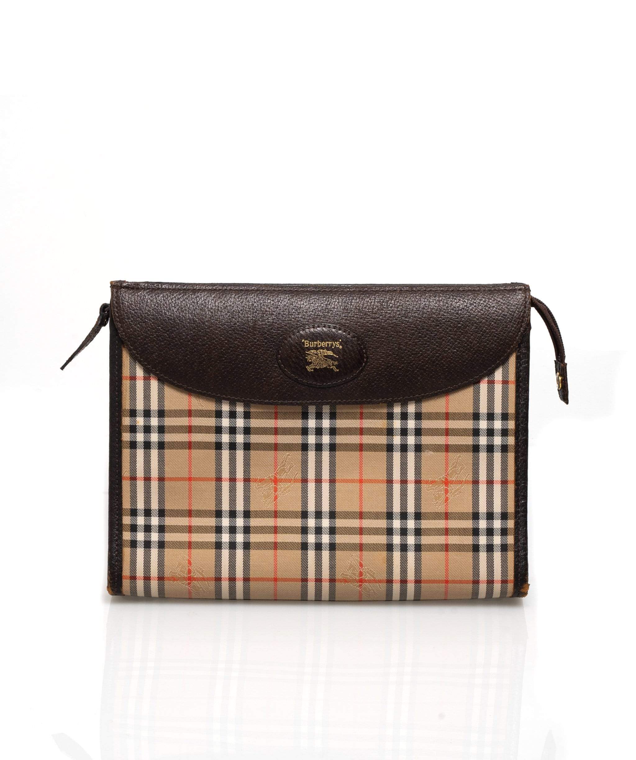 Burberry BURBERRYS Nova Check Clutch Bag Beige Canvas AWL1097