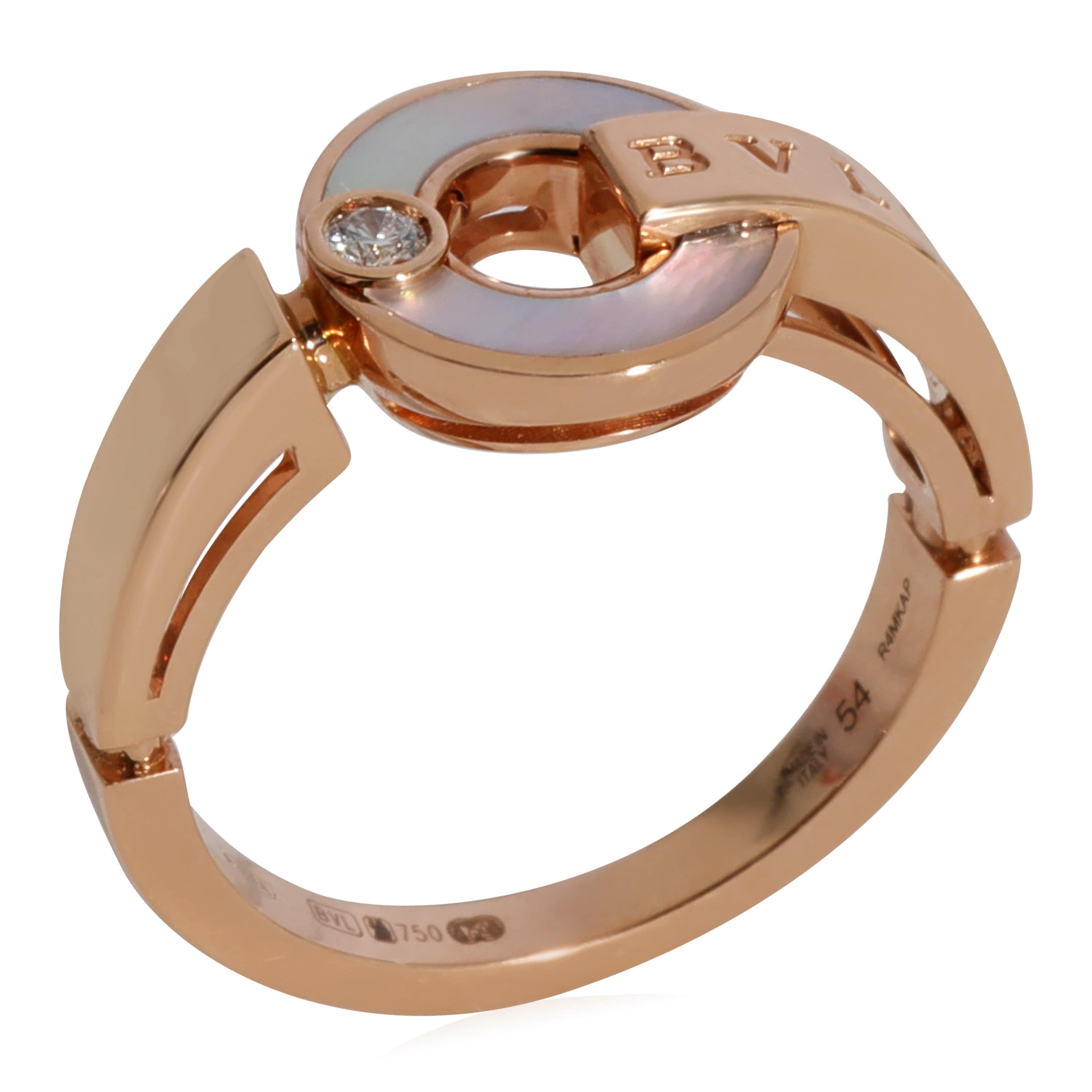 BVLGARI Bvlgari Bvlgari Mother Of Pearl Diamond Ring in 18k Rose Gold 0.