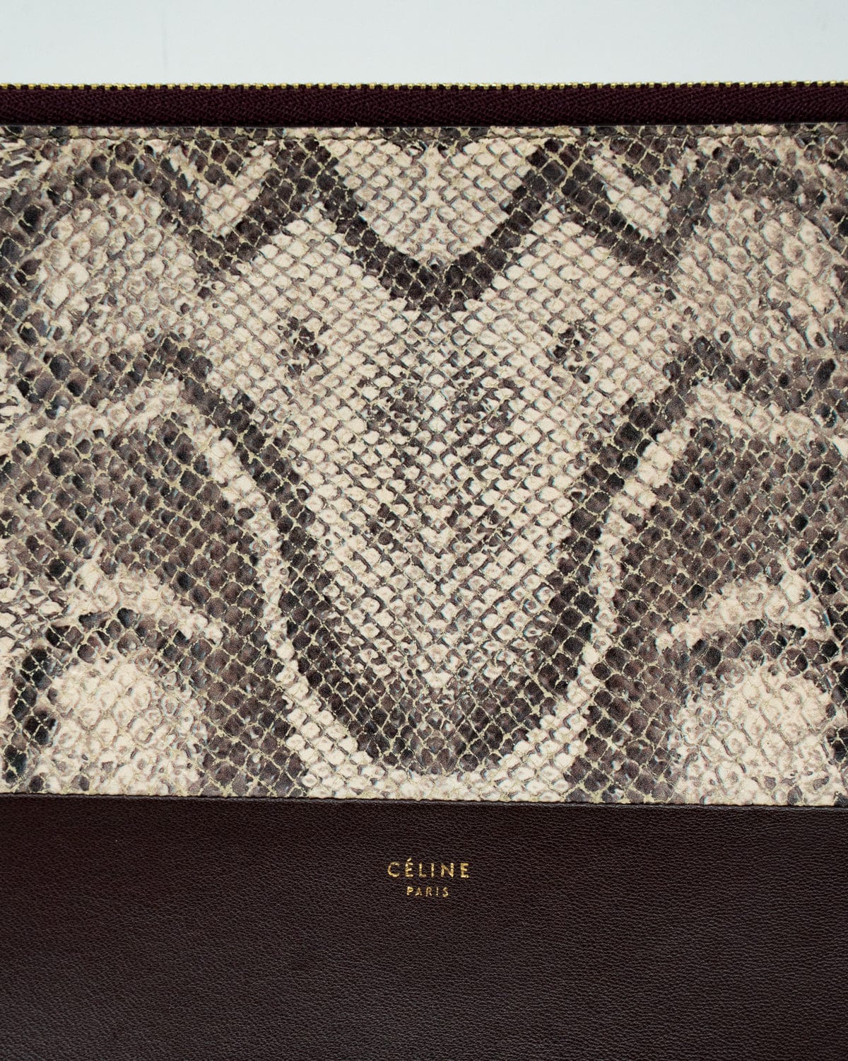 Celine Celine Embossed Python and Burgundy Calf Leather Pouch - AWL2692