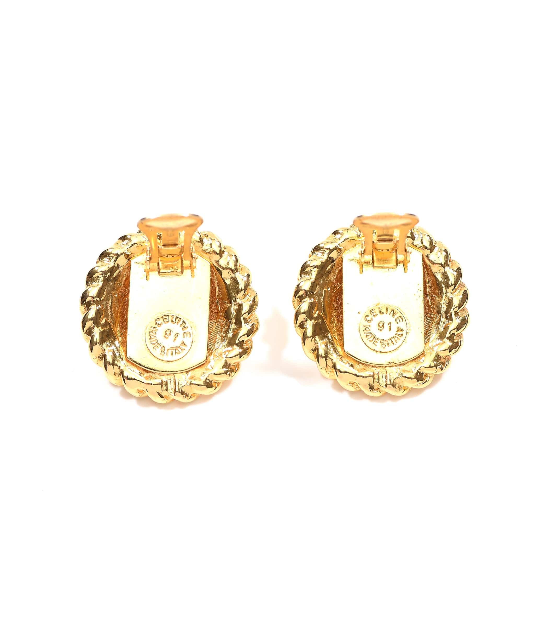 Celine Preloved Celine Triomphe Rope Edge Clip Earrings SKC1053