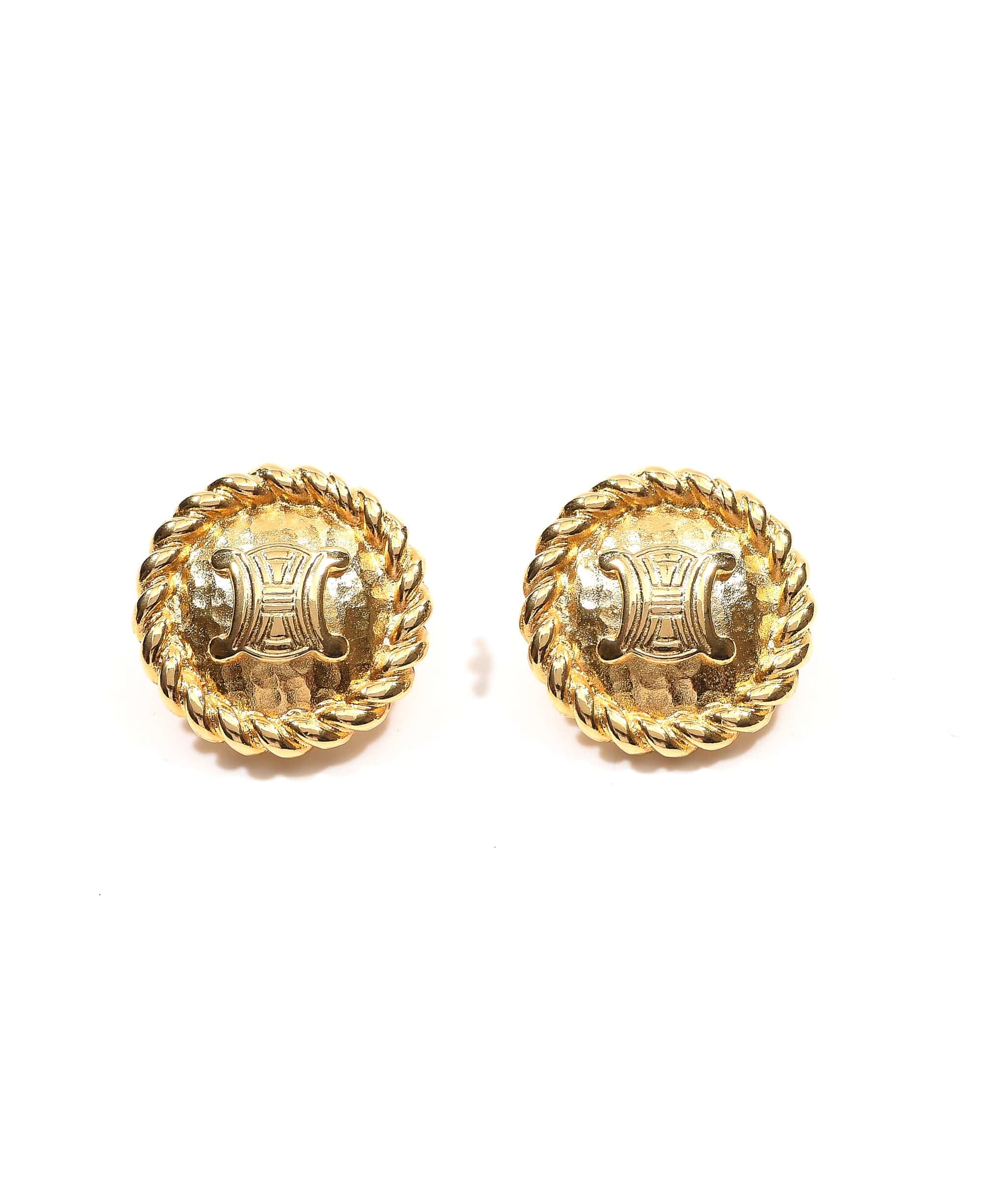 Celine Preloved Celine Triomphe Rope Edge Clip Earrings SKC1053