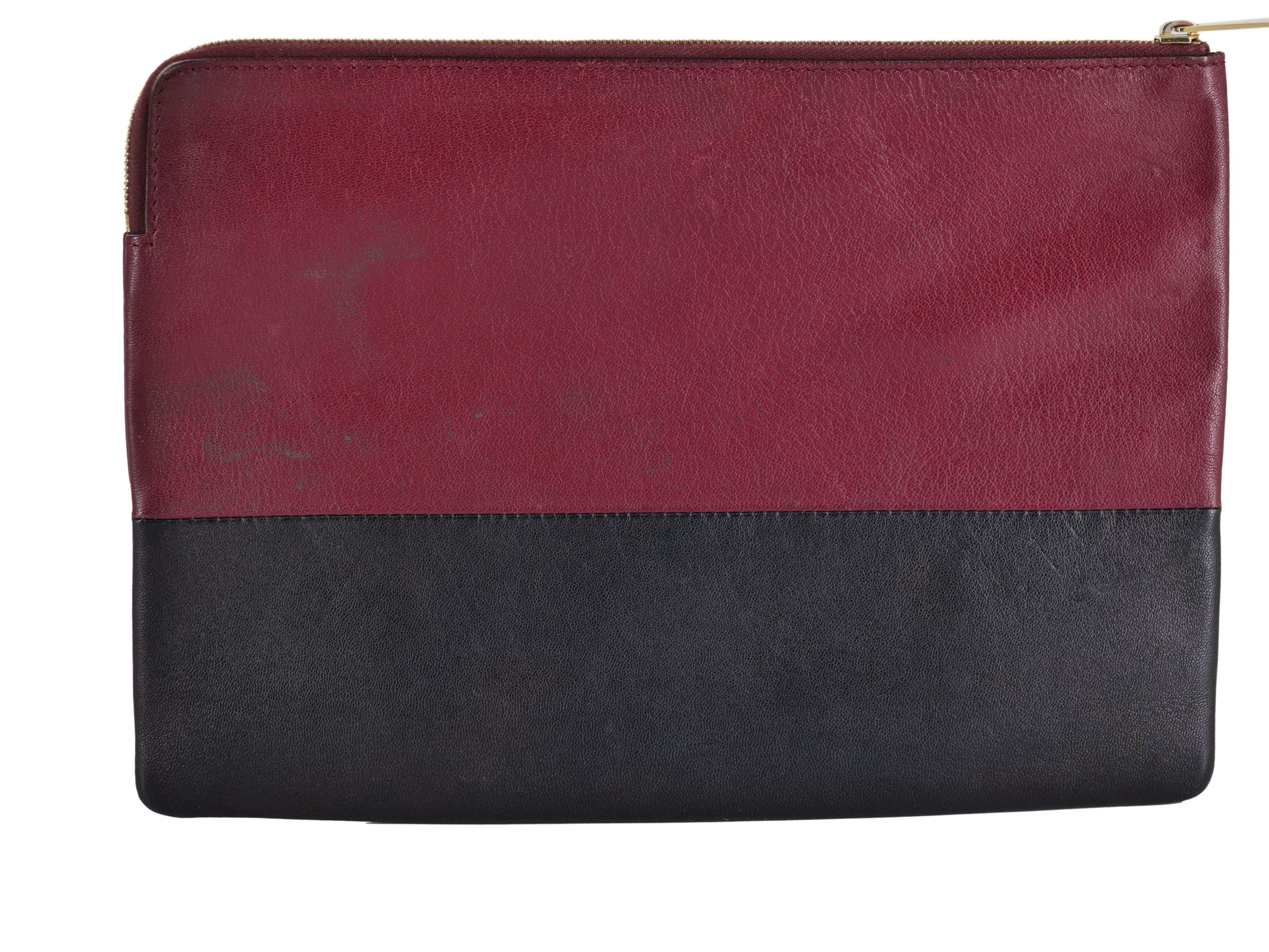 Celine Celine colourblock maroon and brown pouch clutch bag - AGL2086