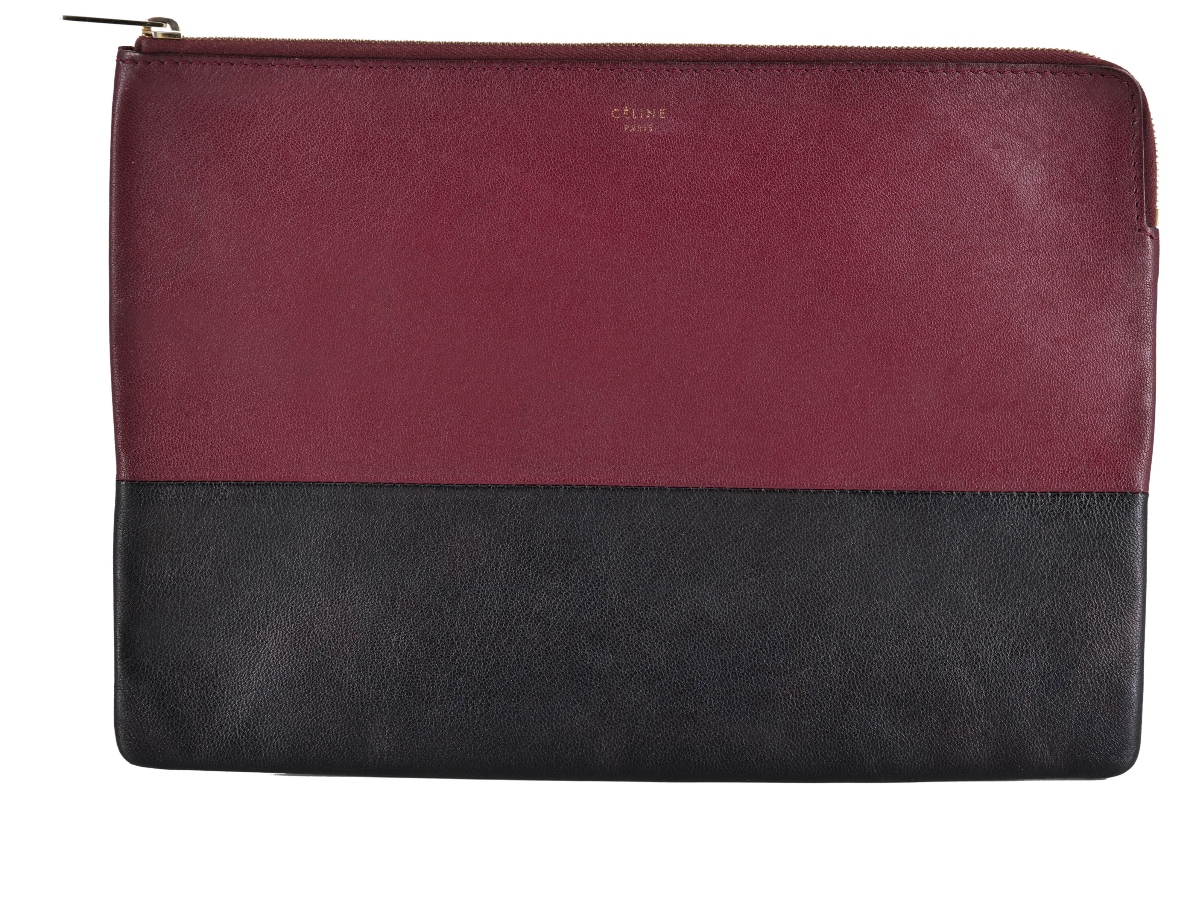 Celine Celine colourblock maroon and brown pouch clutch bag - AGL2086