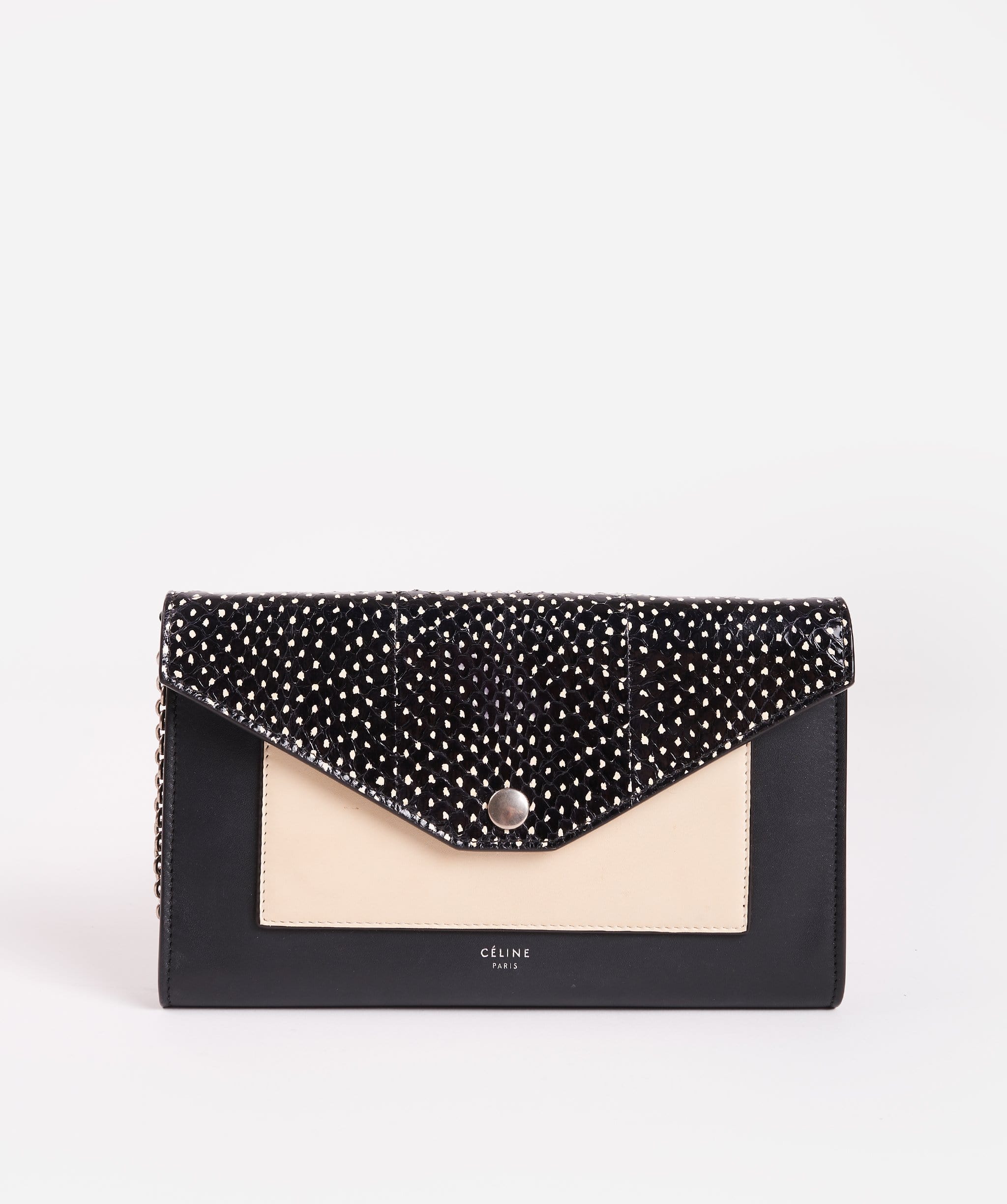 Celine Celine Leather and Python Pocket Envelope Shoulder Bag