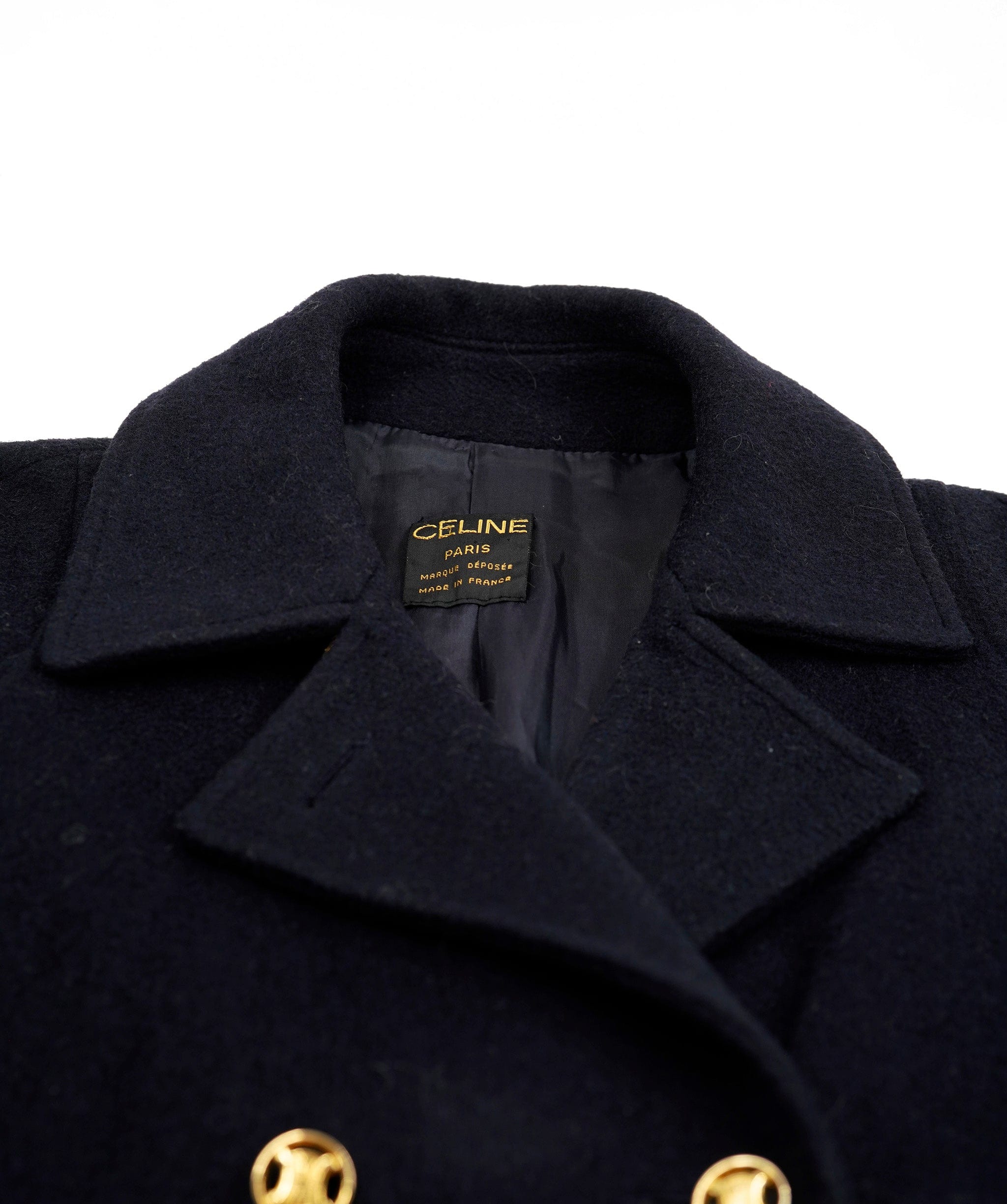 Celine Celine Gold Button Coat Navy ASL5423