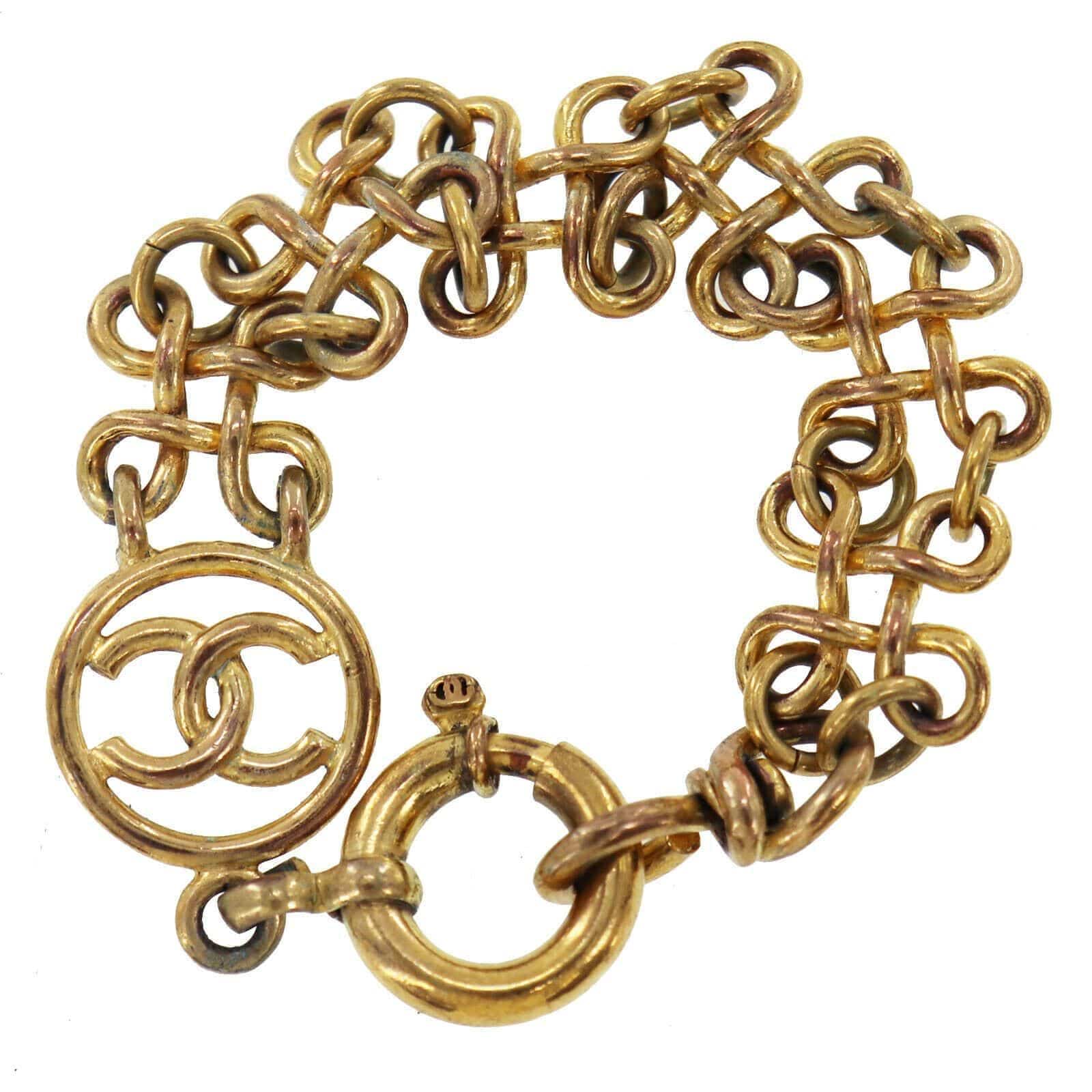 Chanel Chanel CC Logos Circle Bracelet Yellow Gold