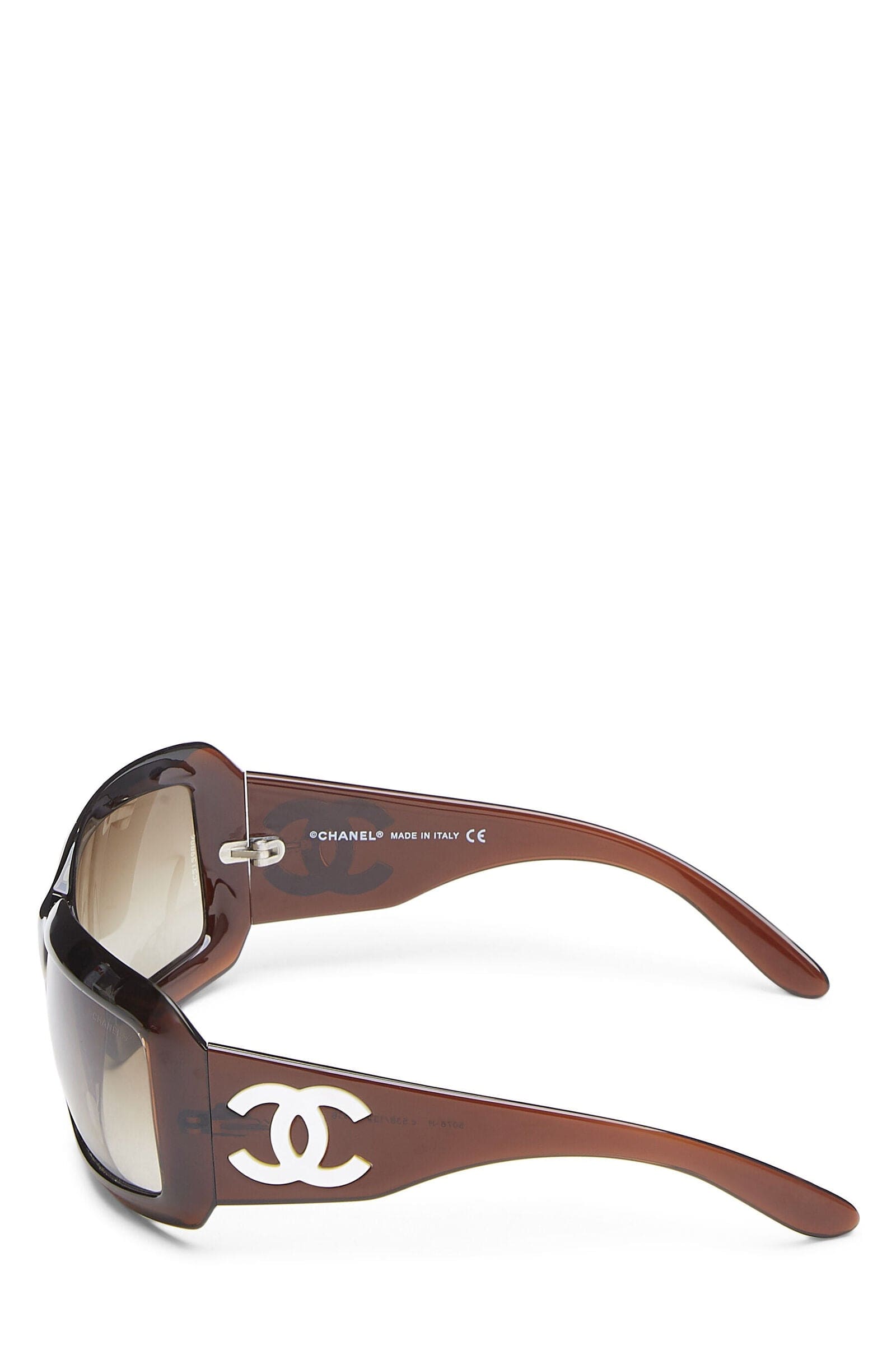 Chanel BROWN ACETATE 'CC' SUNGLASSES