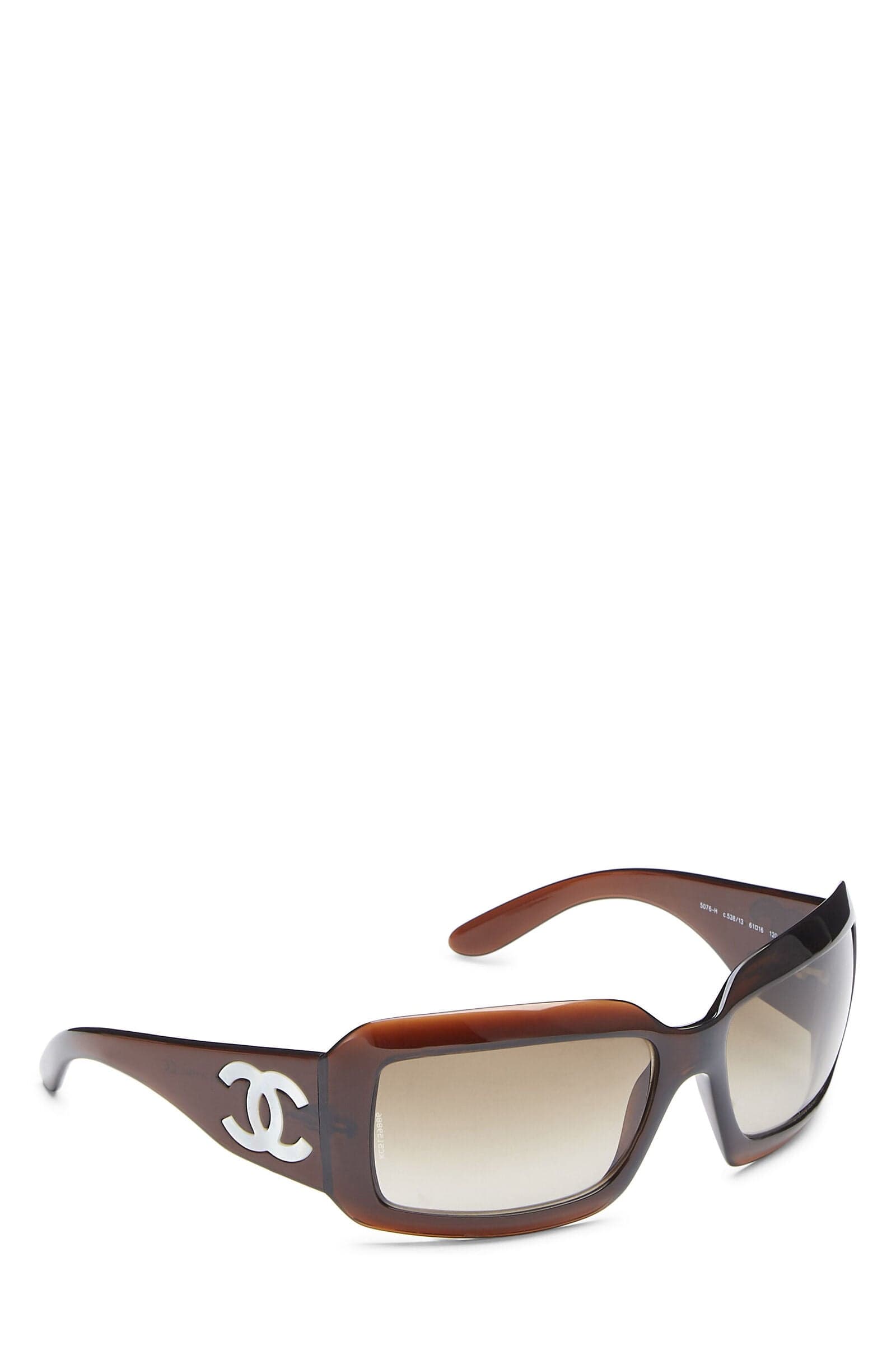 Chanel BROWN ACETATE 'CC' SUNGLASSES