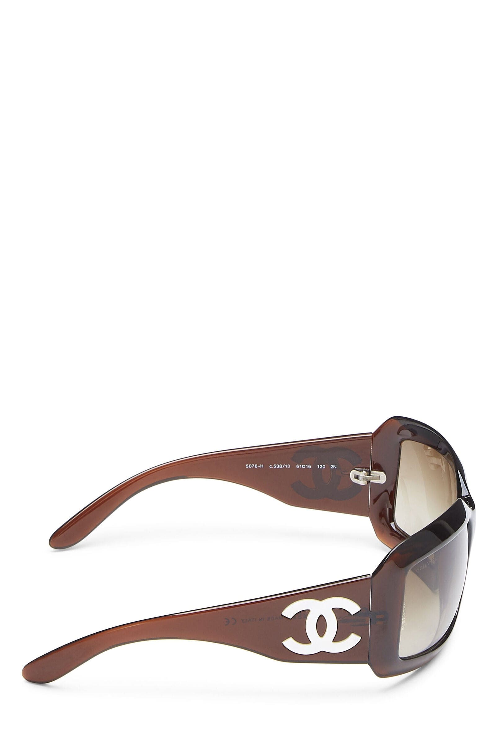 Chanel BROWN ACETATE 'CC' SUNGLASSES