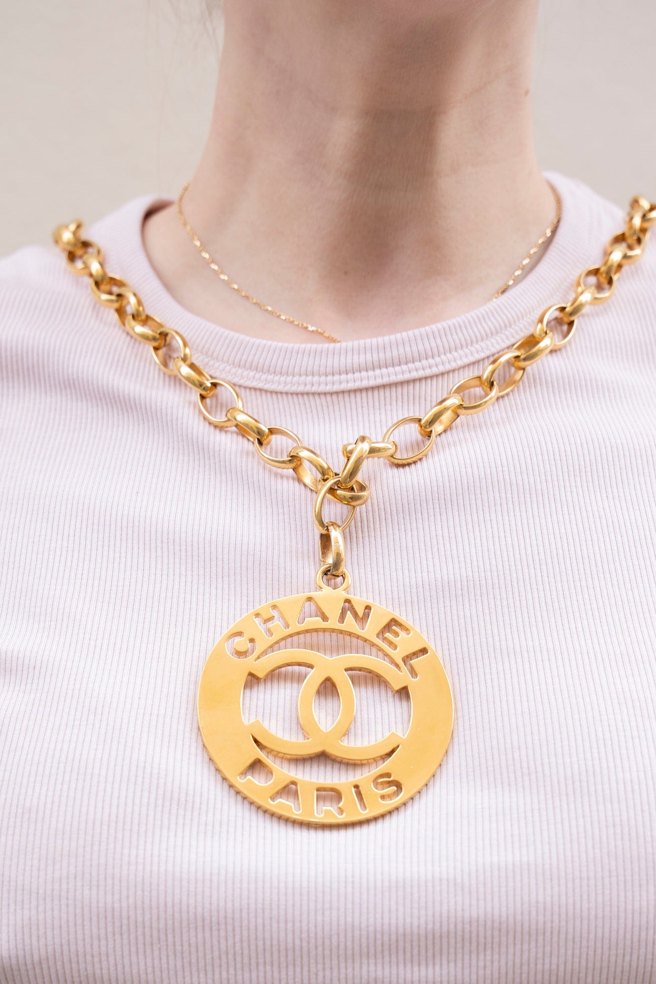 Chanel CC 1988 Runway Cutout Medallion Necklace - ASL3014