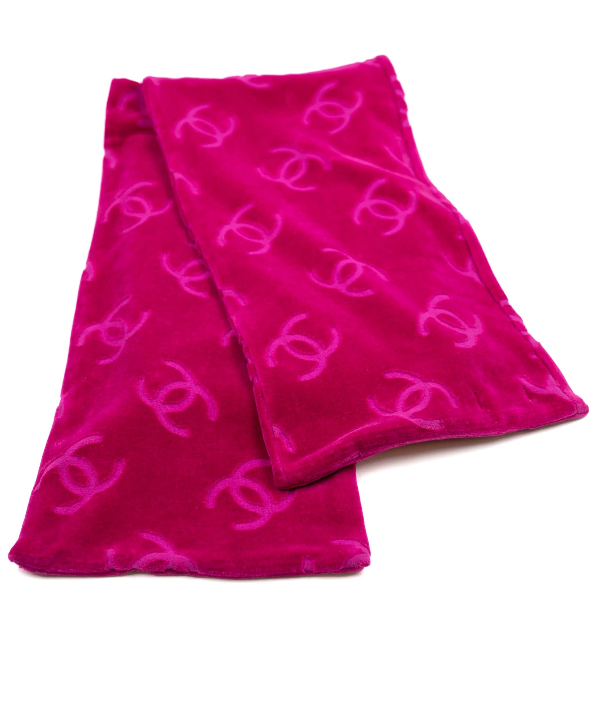 Chanel CHANEL 1996 Velour Scarf Purple Pink ASL2573