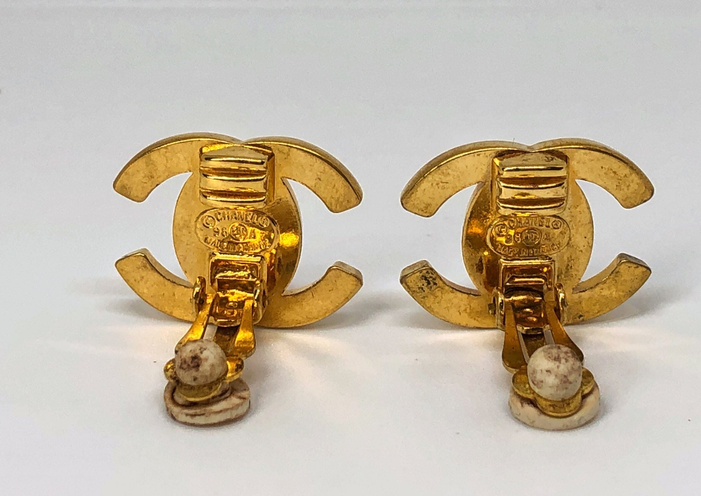 Chanel Chanel 24k Gold Plated Turn Lock Earrings PXL1341