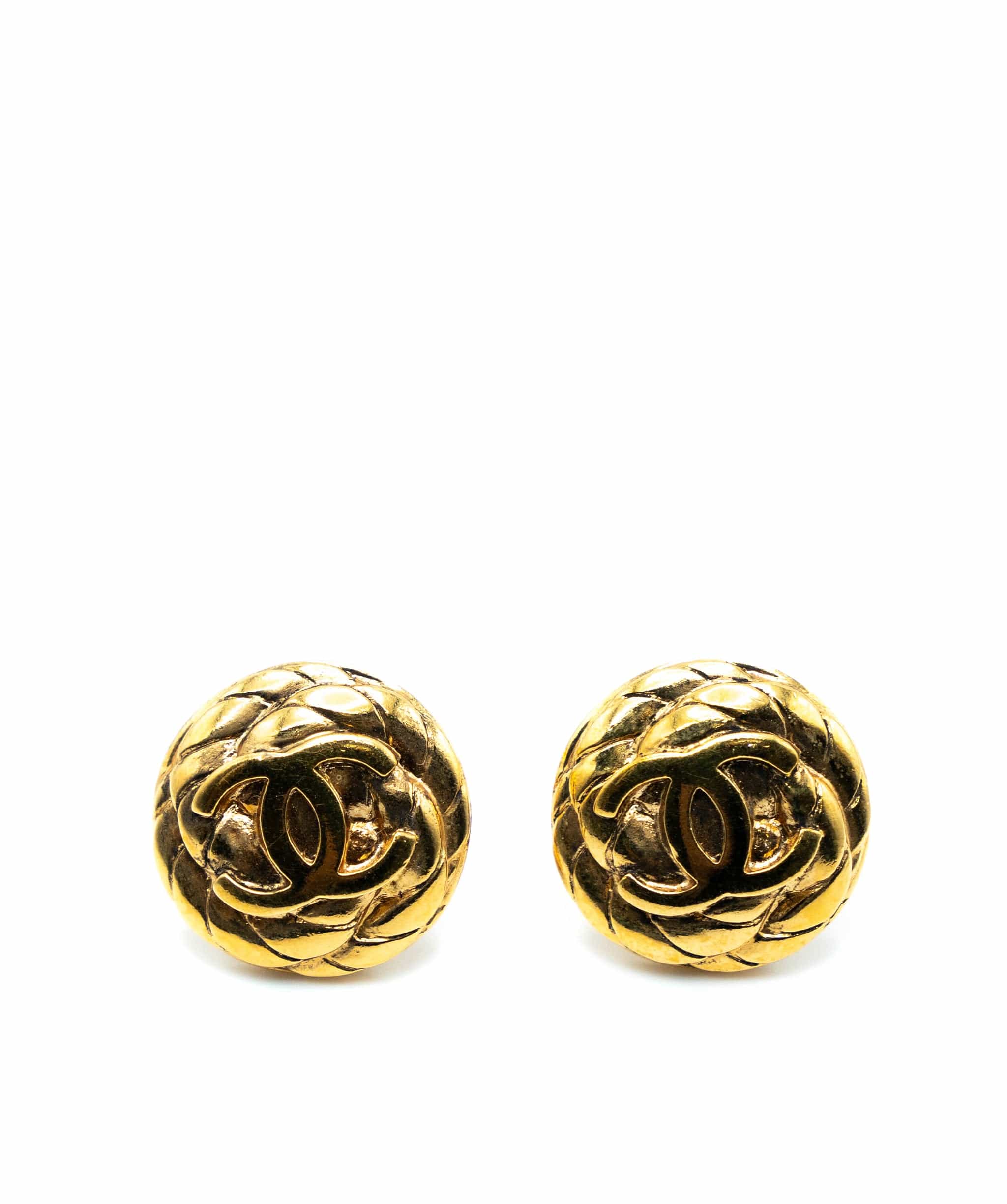 Chanel Chanel 96A CC Button Stud Earrings