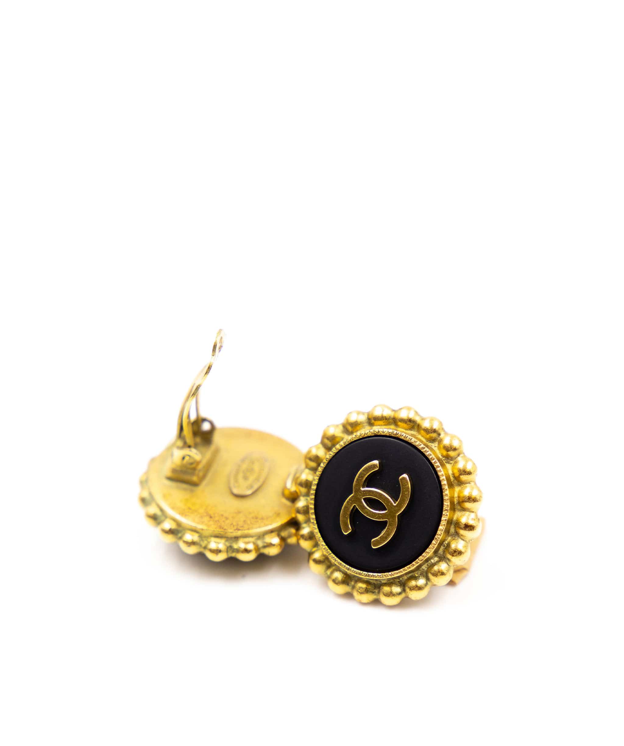 Chanel Chanel black button earrings ASL3149