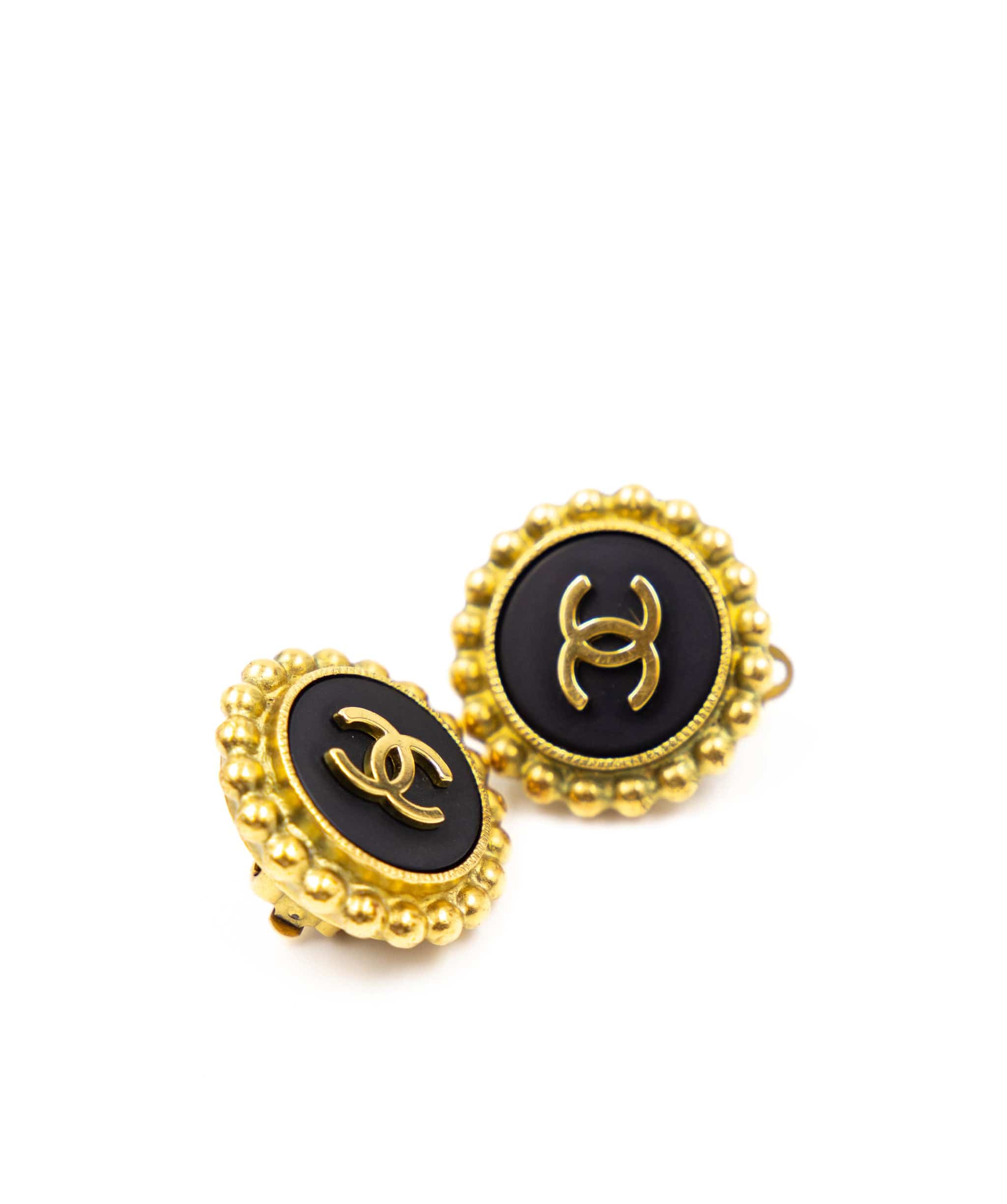 Chanel Chanel black button earrings ASL3149