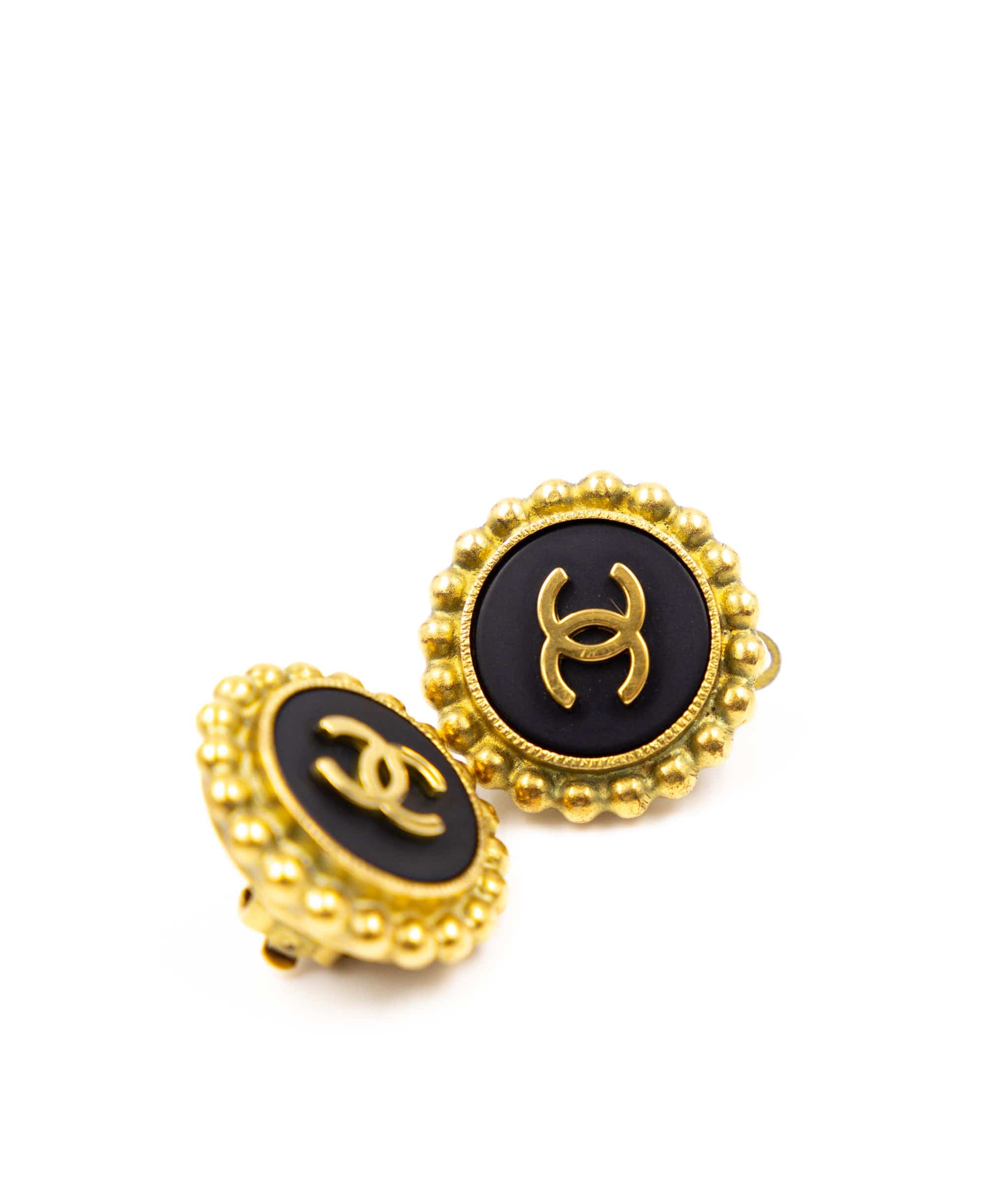 Chanel Chanel black button earrings ASL3149