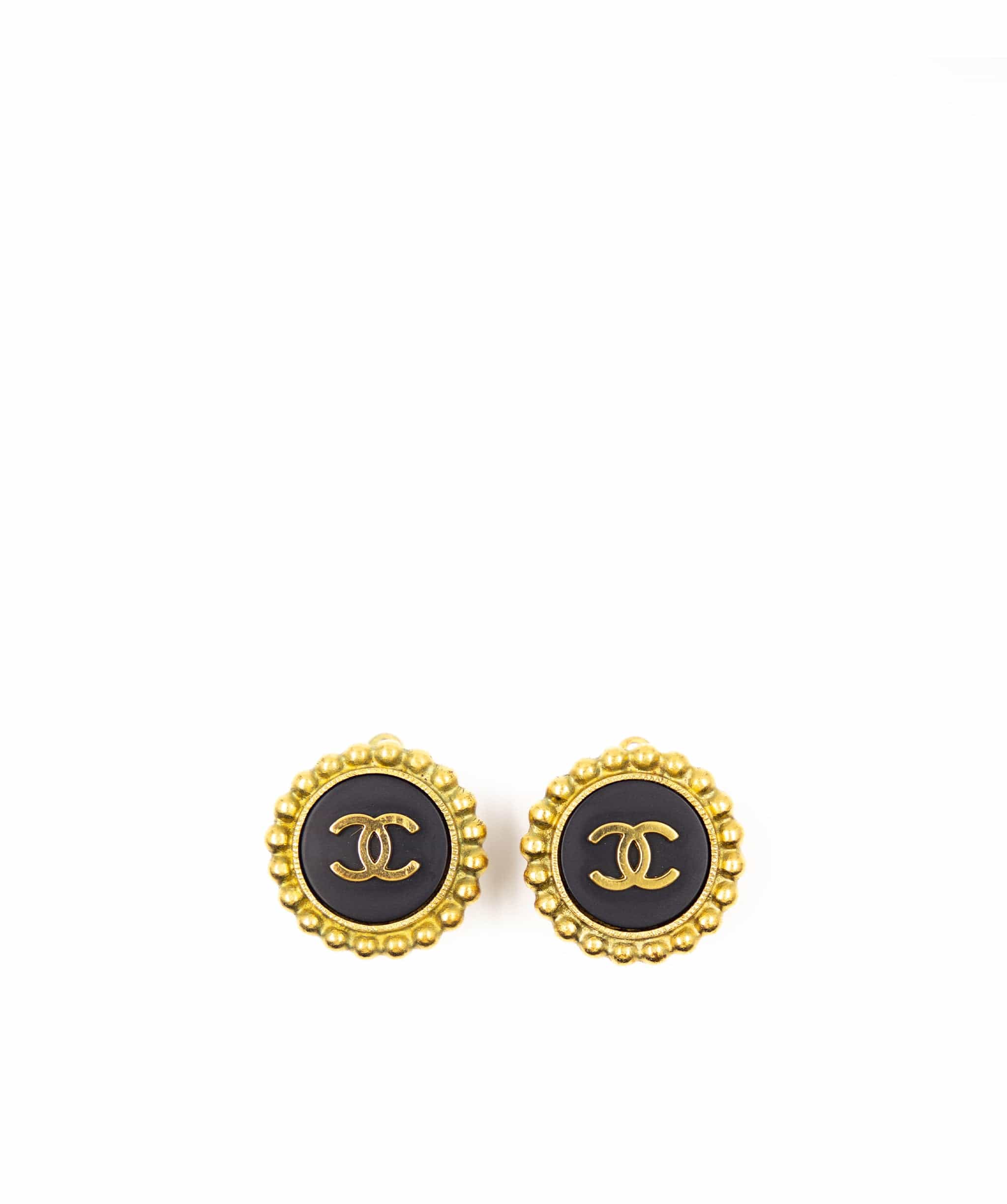 Chanel Chanel black button earrings ASL3149