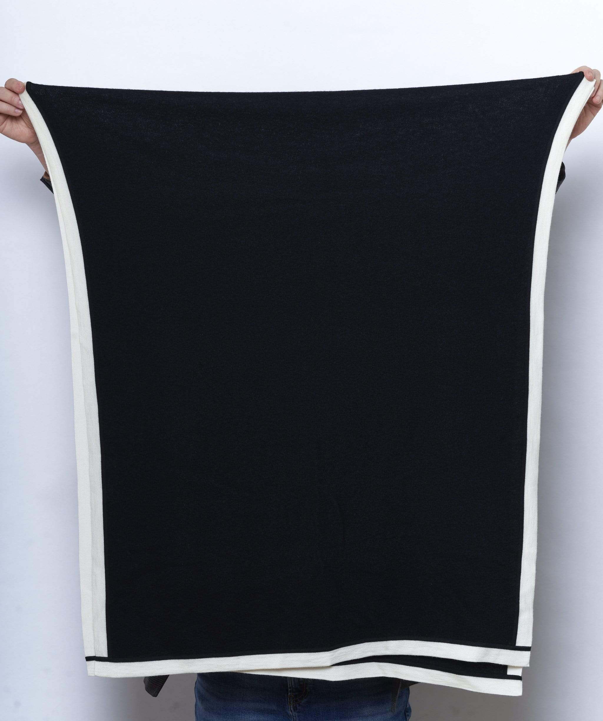 Chanel Chanel Black Cashmere Shawl with Cream Trimming