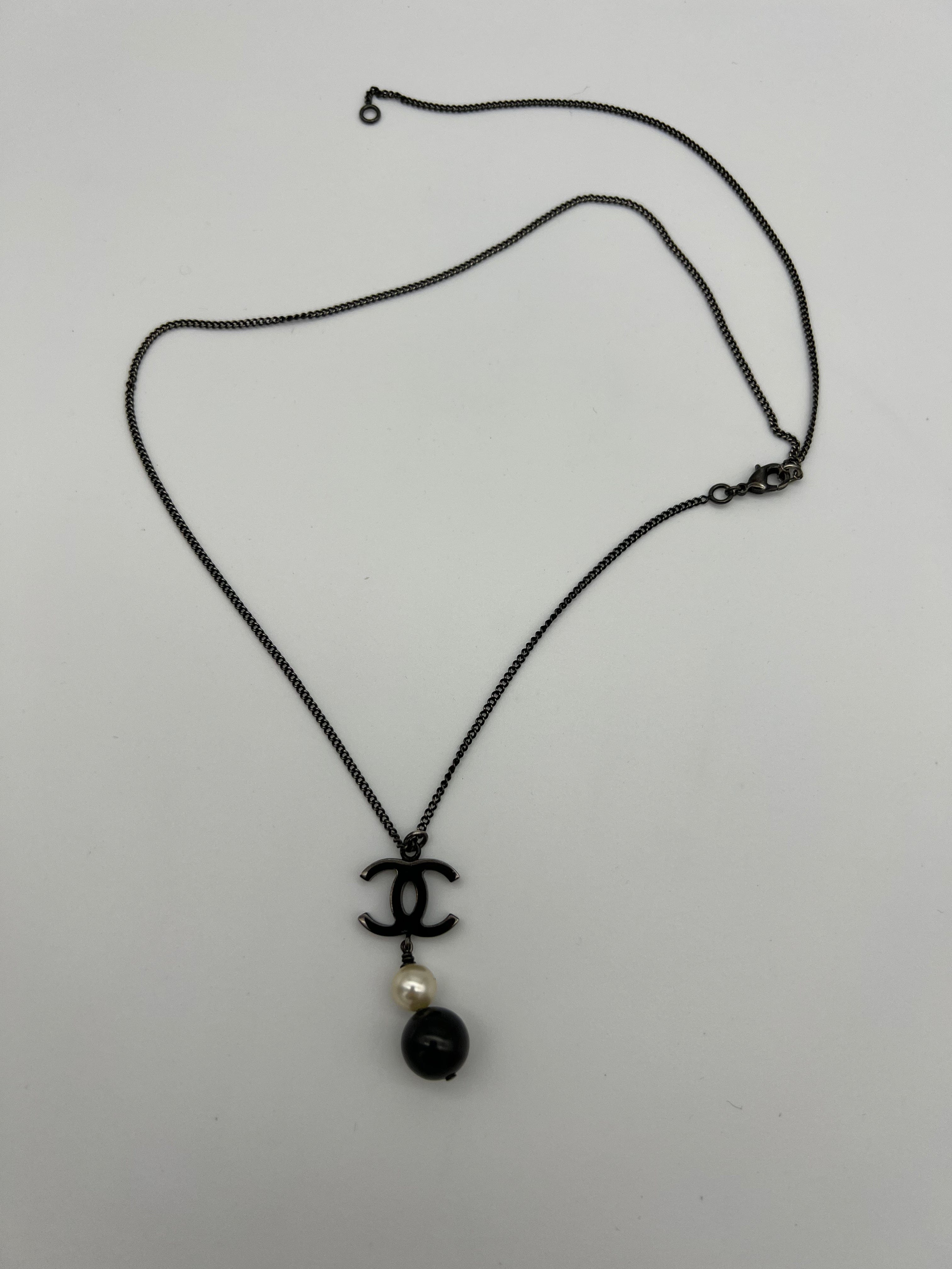 Chanel Chanel Black Necklace with Pearl Accent ASL4203