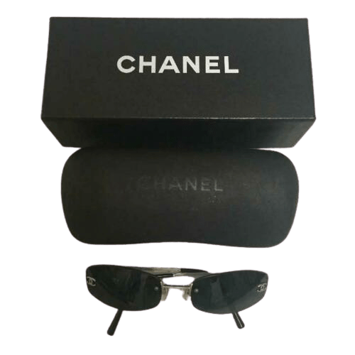 Chanel Chanel Black Sunglasses with Silver Plated Hardware