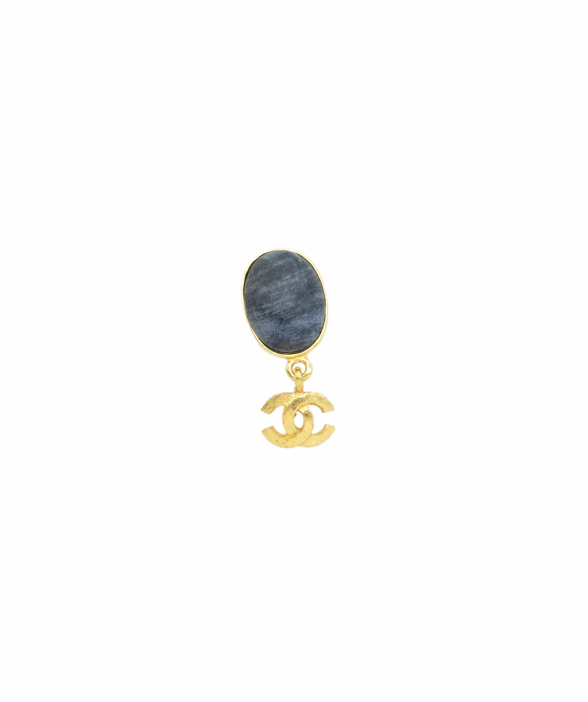 Chanel Chanel blue stone cc metal earrings ASL3538