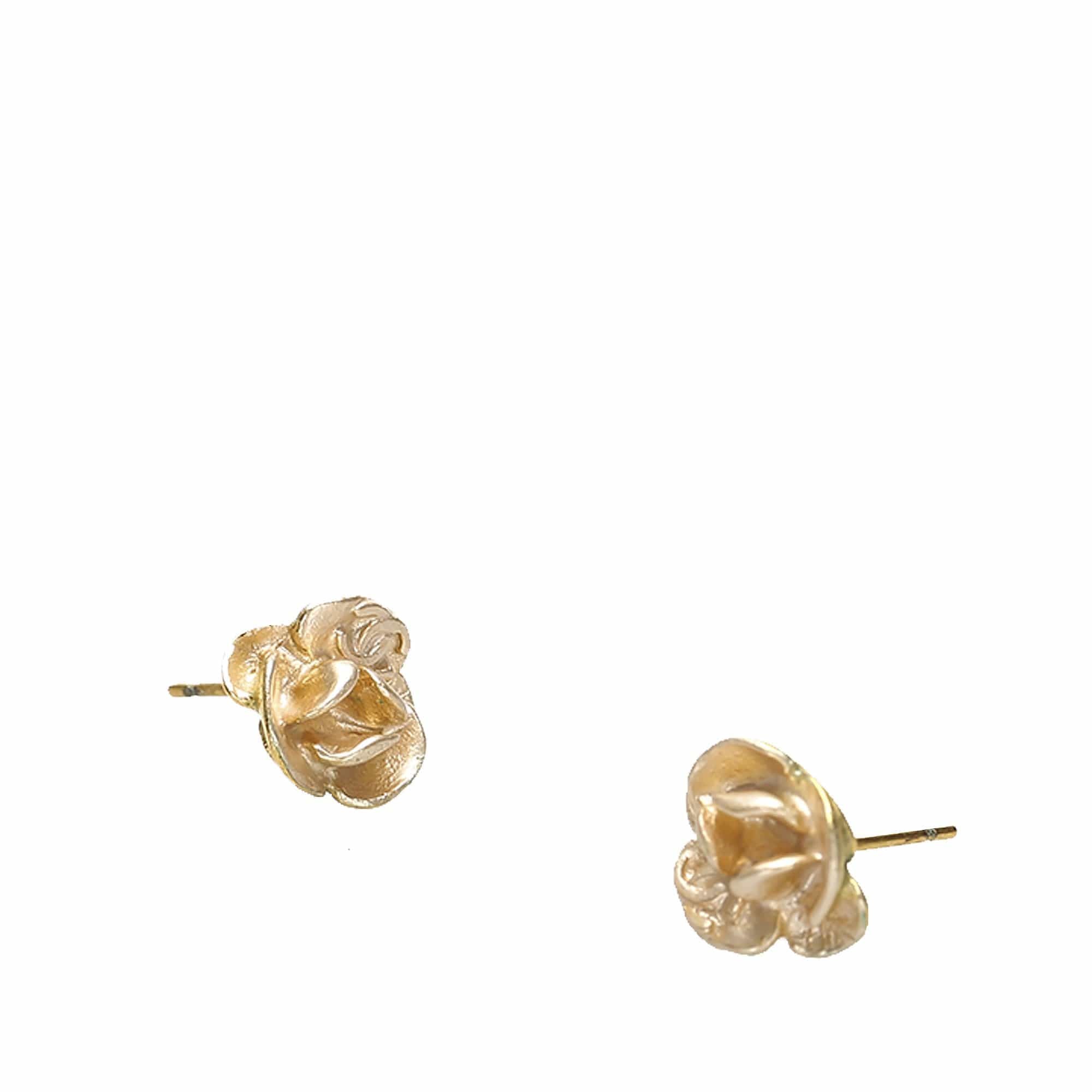 Chanel Chanel Brushed Gold Camellia Pierced Earrings - AWL1565