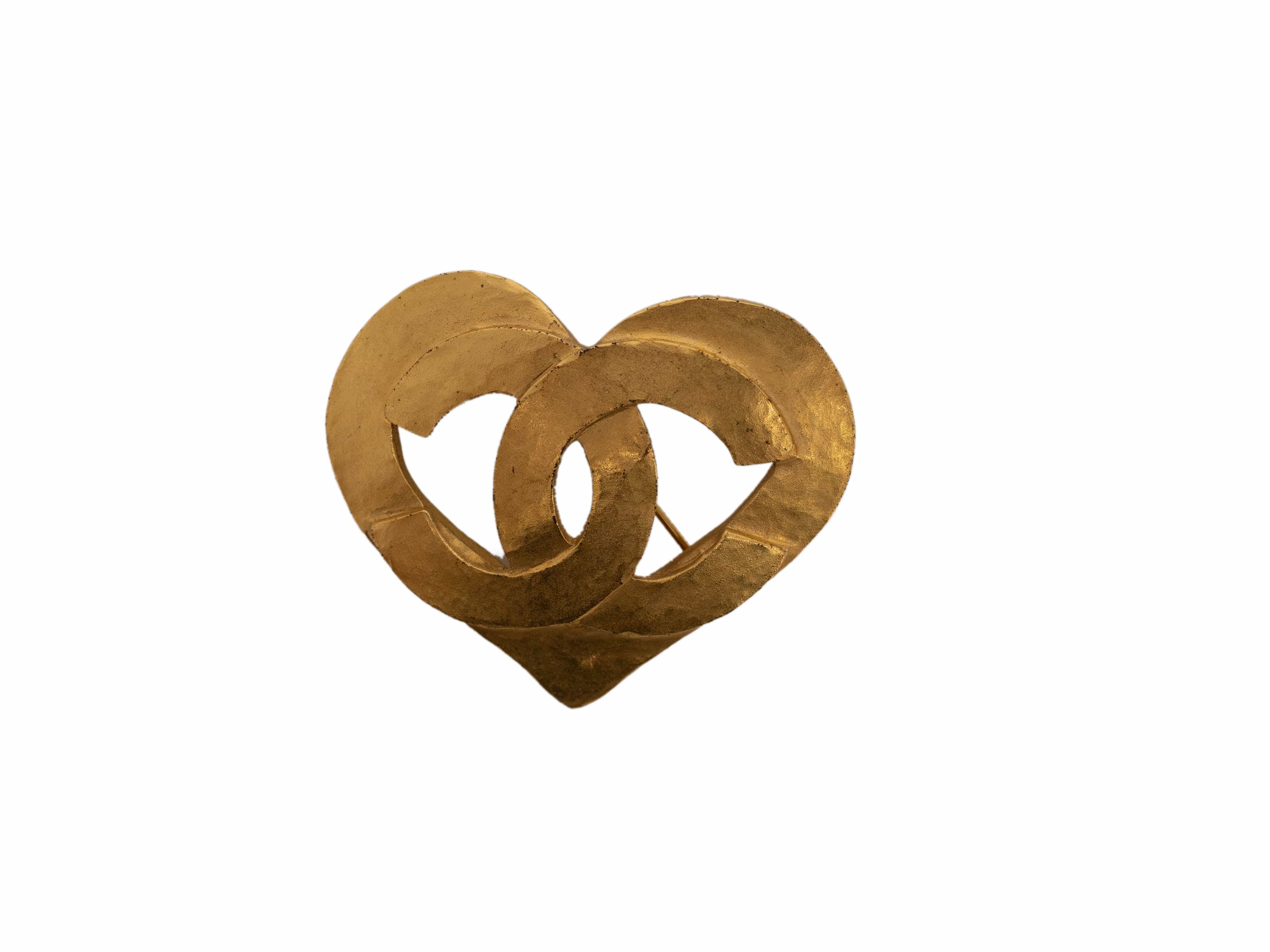 Chanel Chanel Brushed Gold Heart Brooch ASL2909