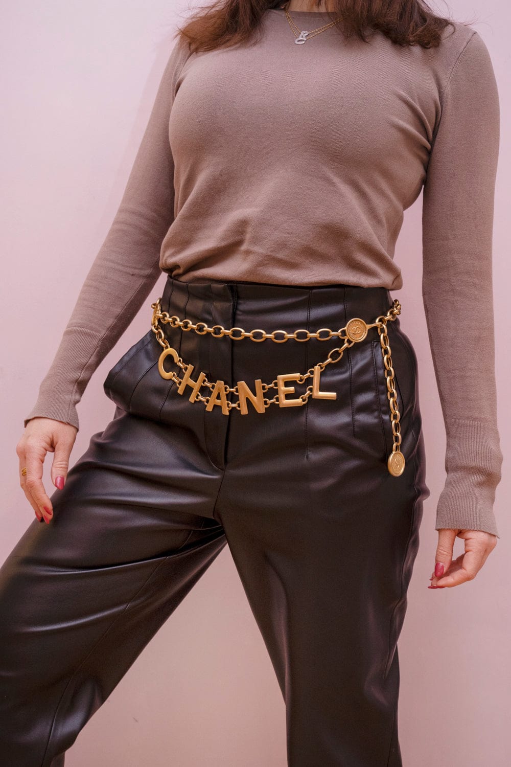 Chanel Chanel C-H-A-N-E-L Charms Gilt Chain Belt Necklace - ASL2231