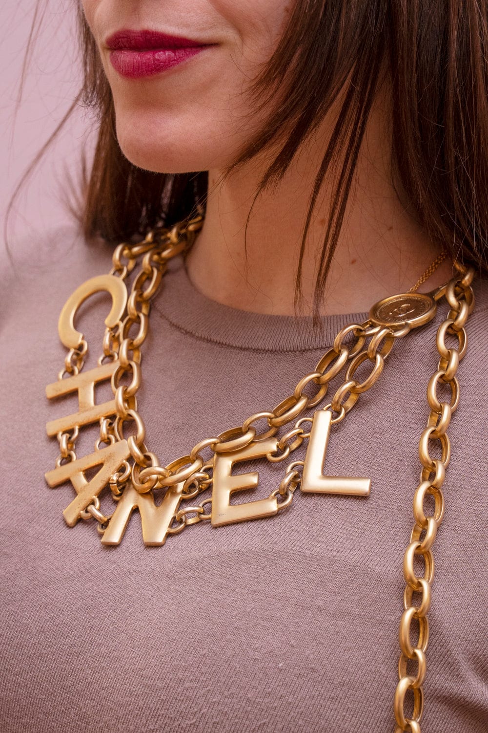 Chanel Chanel C-H-A-N-E-L Charms Gilt Chain Belt Necklace - ASL2231