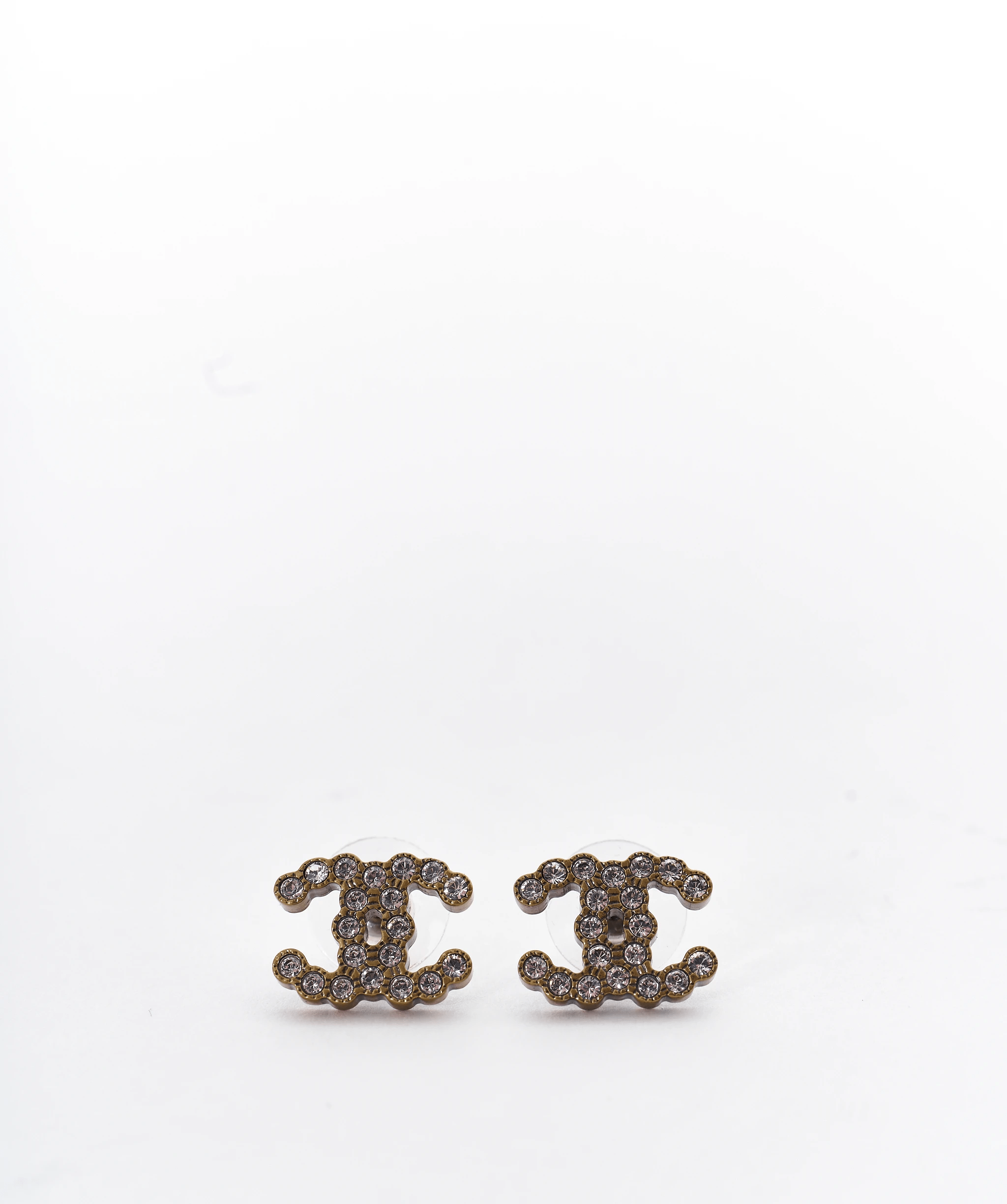 Chanel Chanel CC crystal earrings with gold bobbled hardware