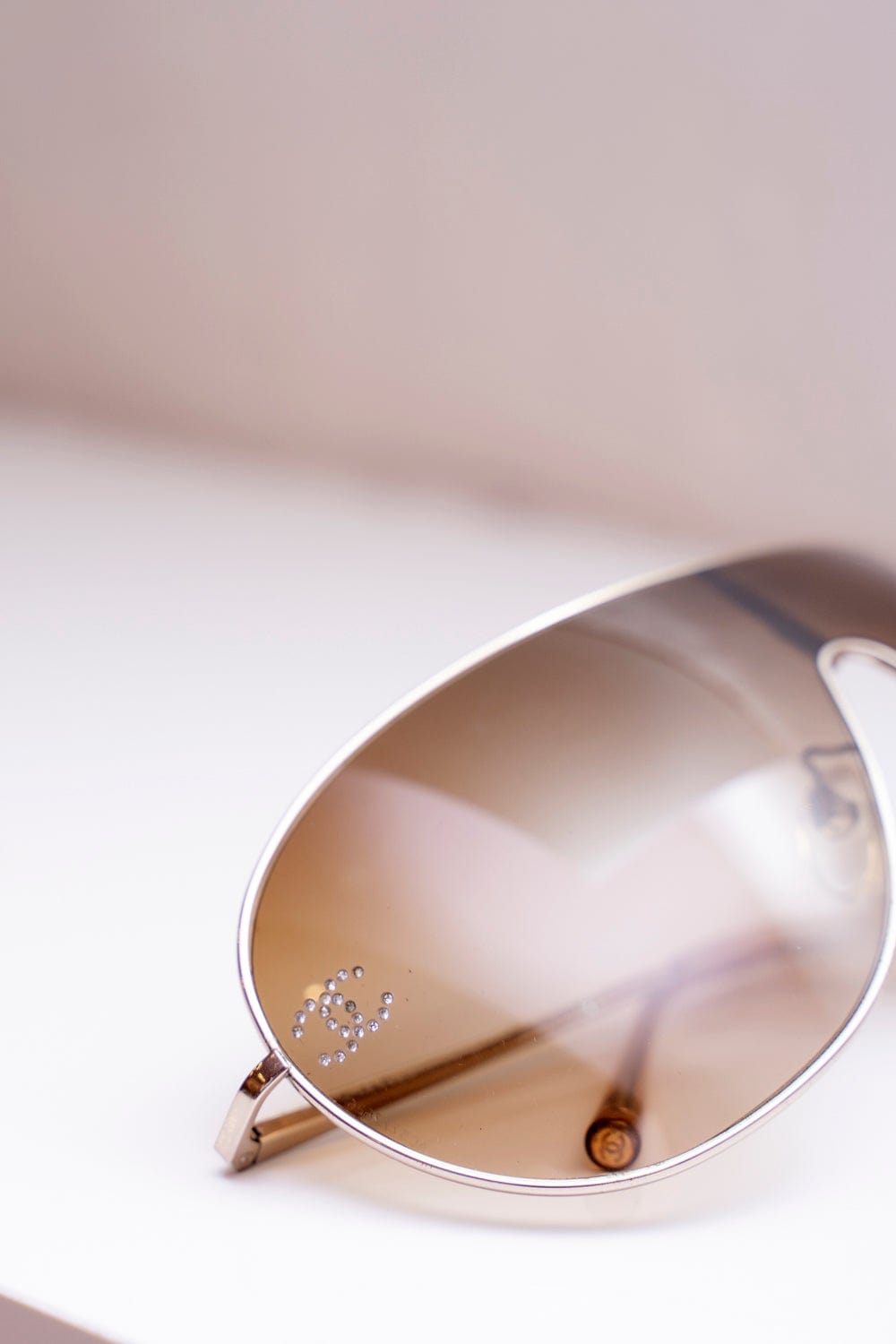 Chanel Chanel CC Diamante Brown Aviator Sunglasses  - AGL1598