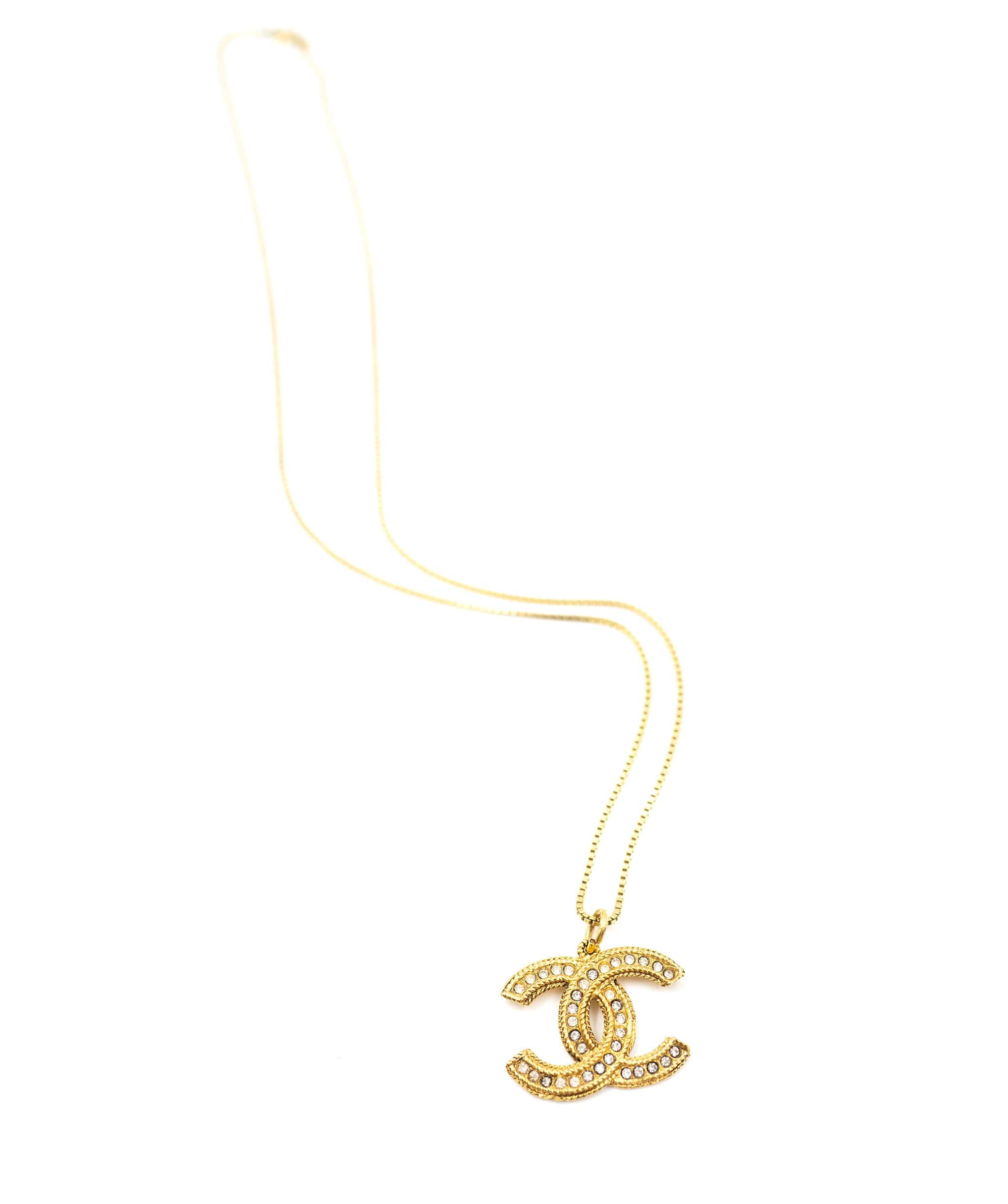 Chanel Chanel CC gold and crystal peandant with small chain (non Chanel) AEL1049