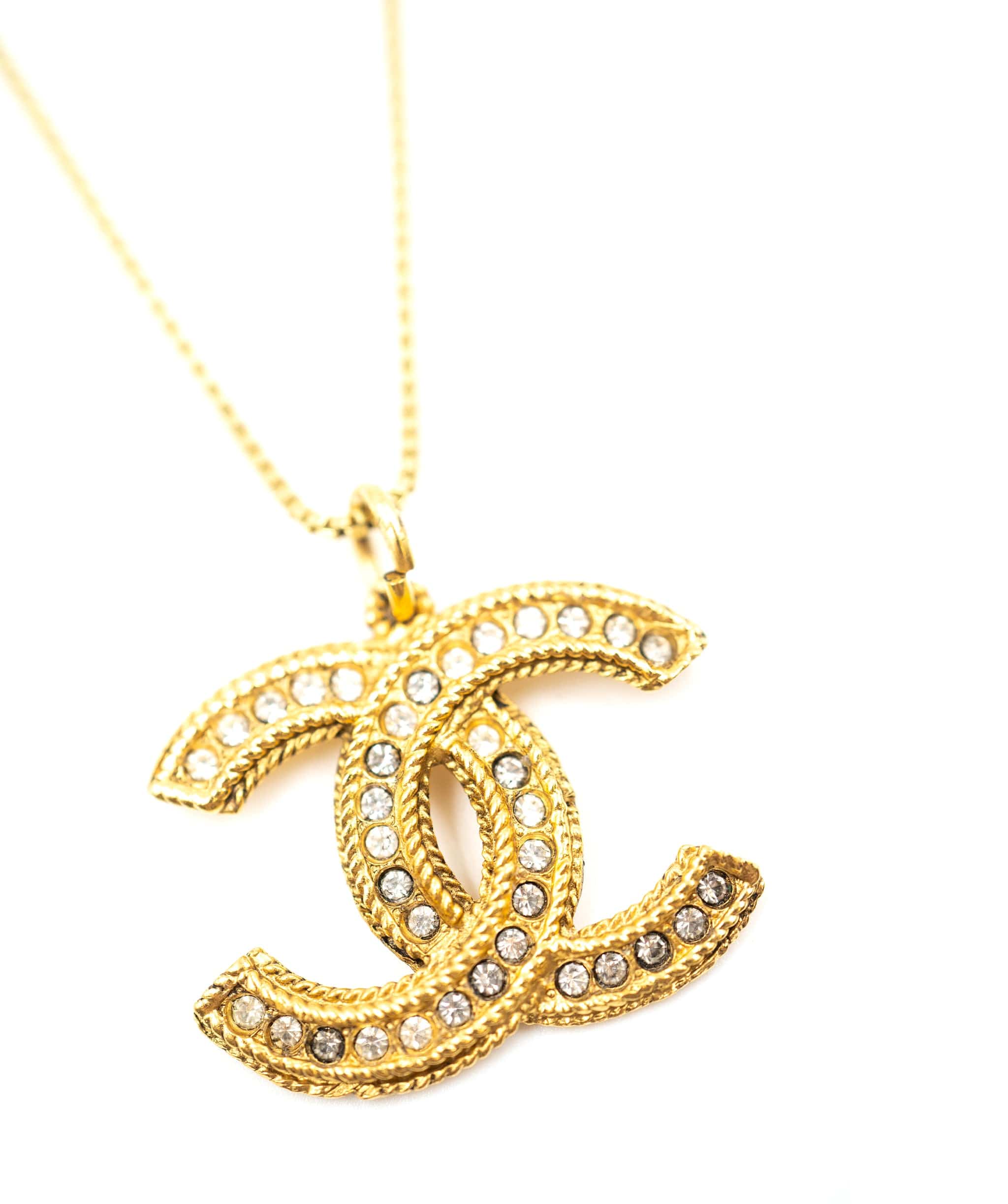 Chanel Chanel CC gold and crystal peandant with small chain (non Chanel) AEL1049