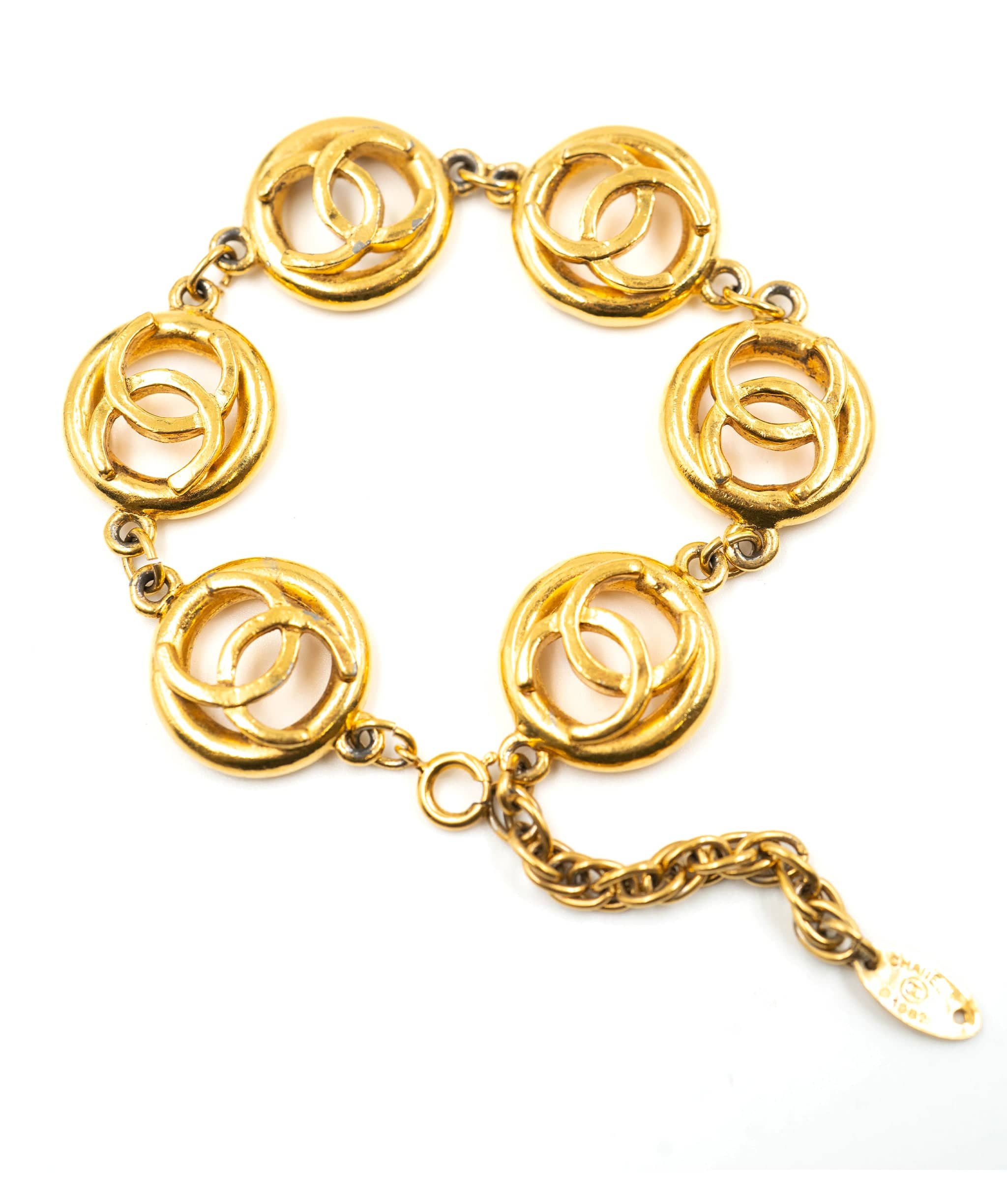 Chanel Chanel CC in circles gold plated bracelet 1982 - ASL3996