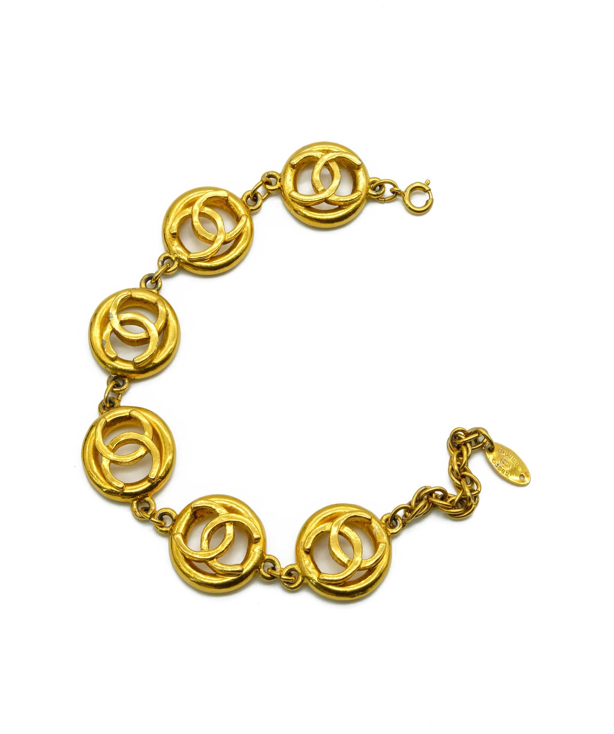 Chanel Chanel CC in circles gold plated bracelet 1982 - ASL3996