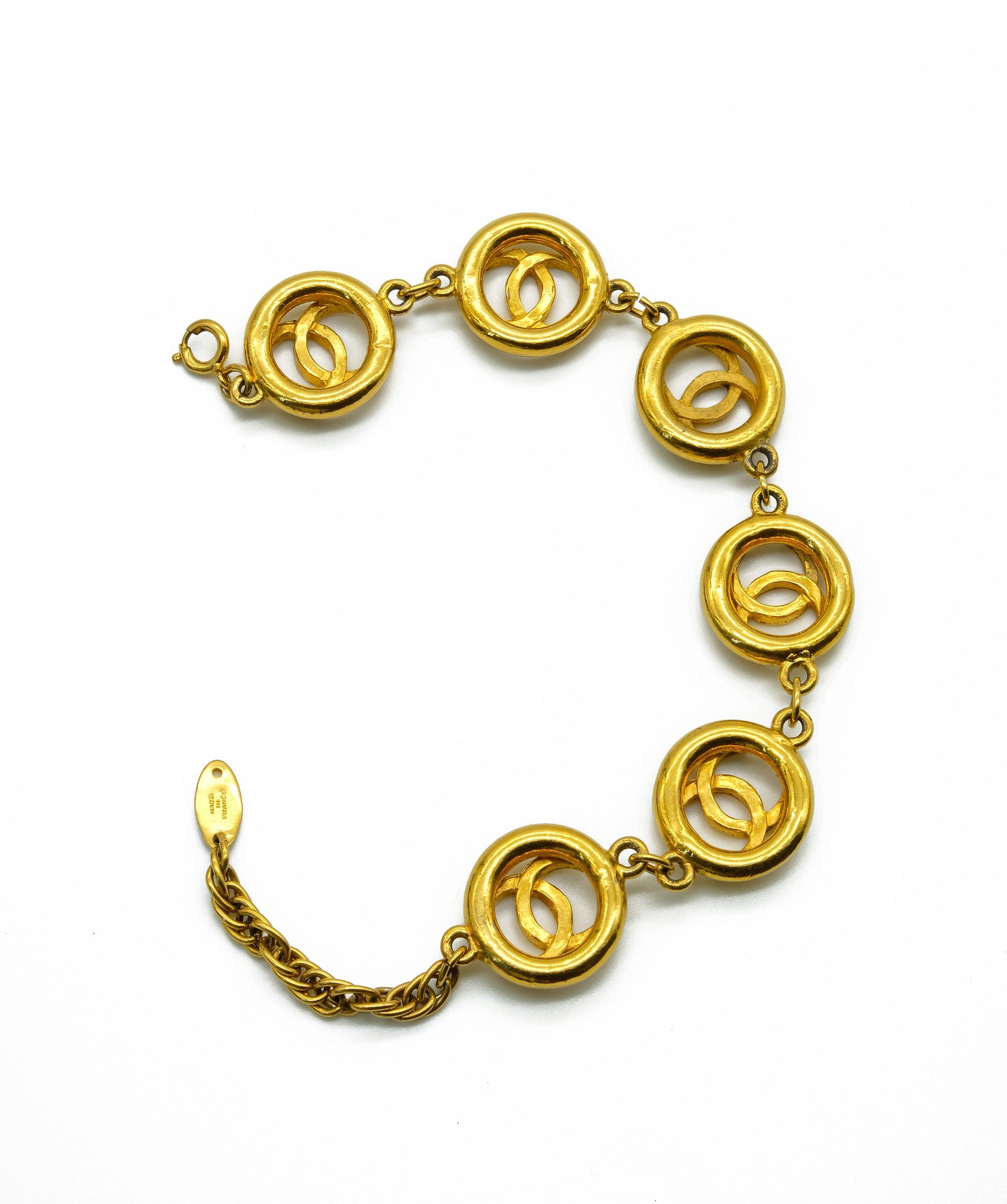 Chanel Chanel CC in circles gold plated bracelet 1982 - ASL3996