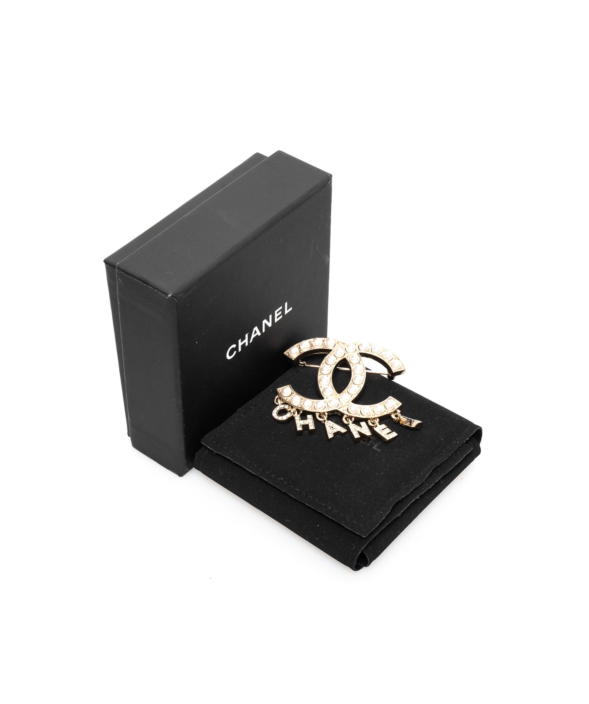 Chanel Chanel CC Pearl Brooch with Chanel Initials Drop MW1230