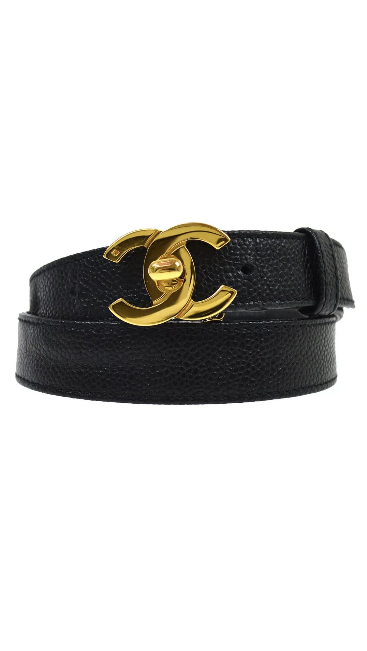 Chanel CHANEL CC Turnlock Buckle Belt Caviar Skin Leather  - ASL1681