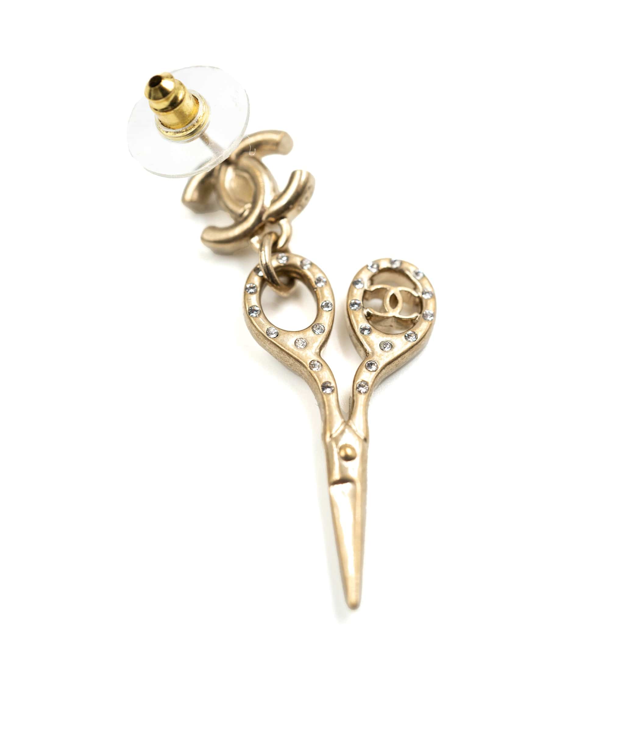 Chanel Chanel CC turnstile Lock with Scissors Pierced Earrings  - AWC1434