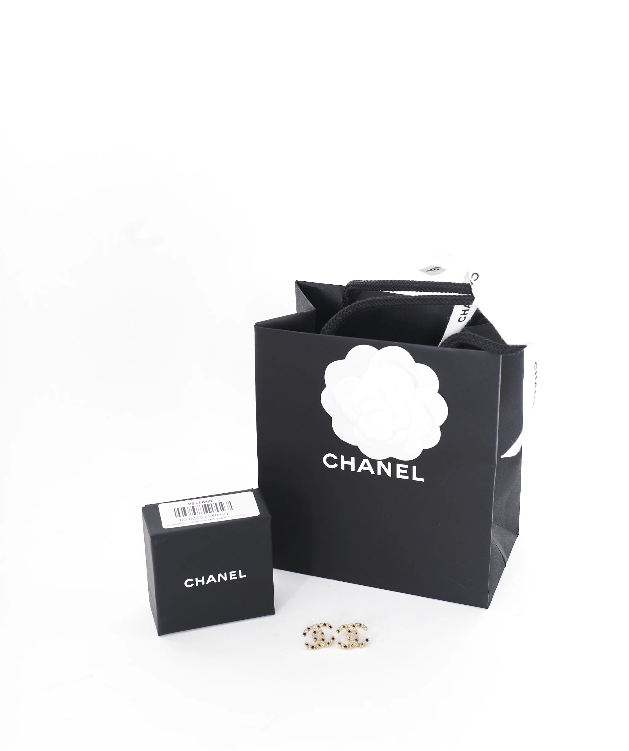 Chanel Chanel CC yellow gold and black crystal earrings