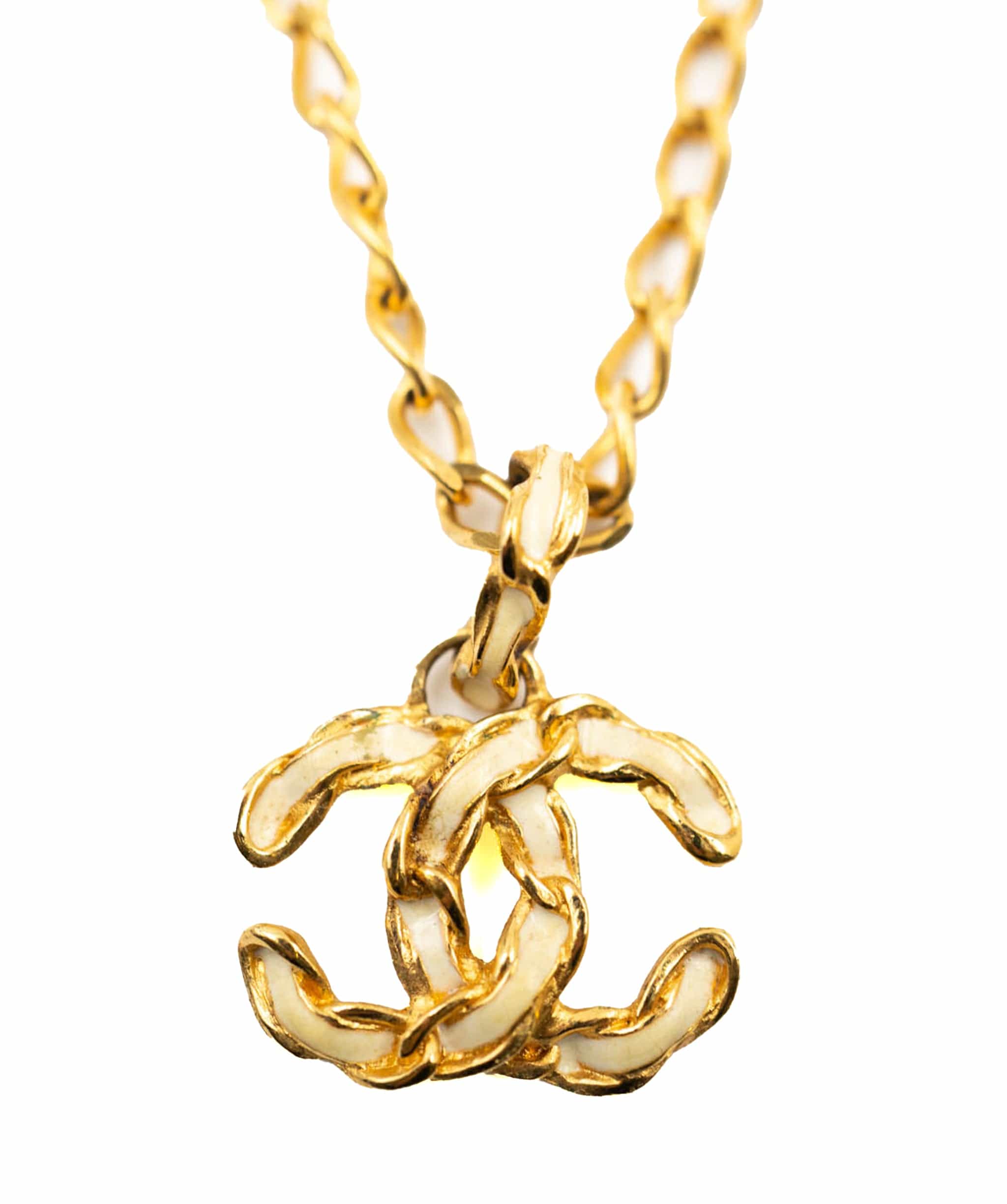 Chanel Chanel Chain and White Enamel CC Logo Necklace - AWL3618