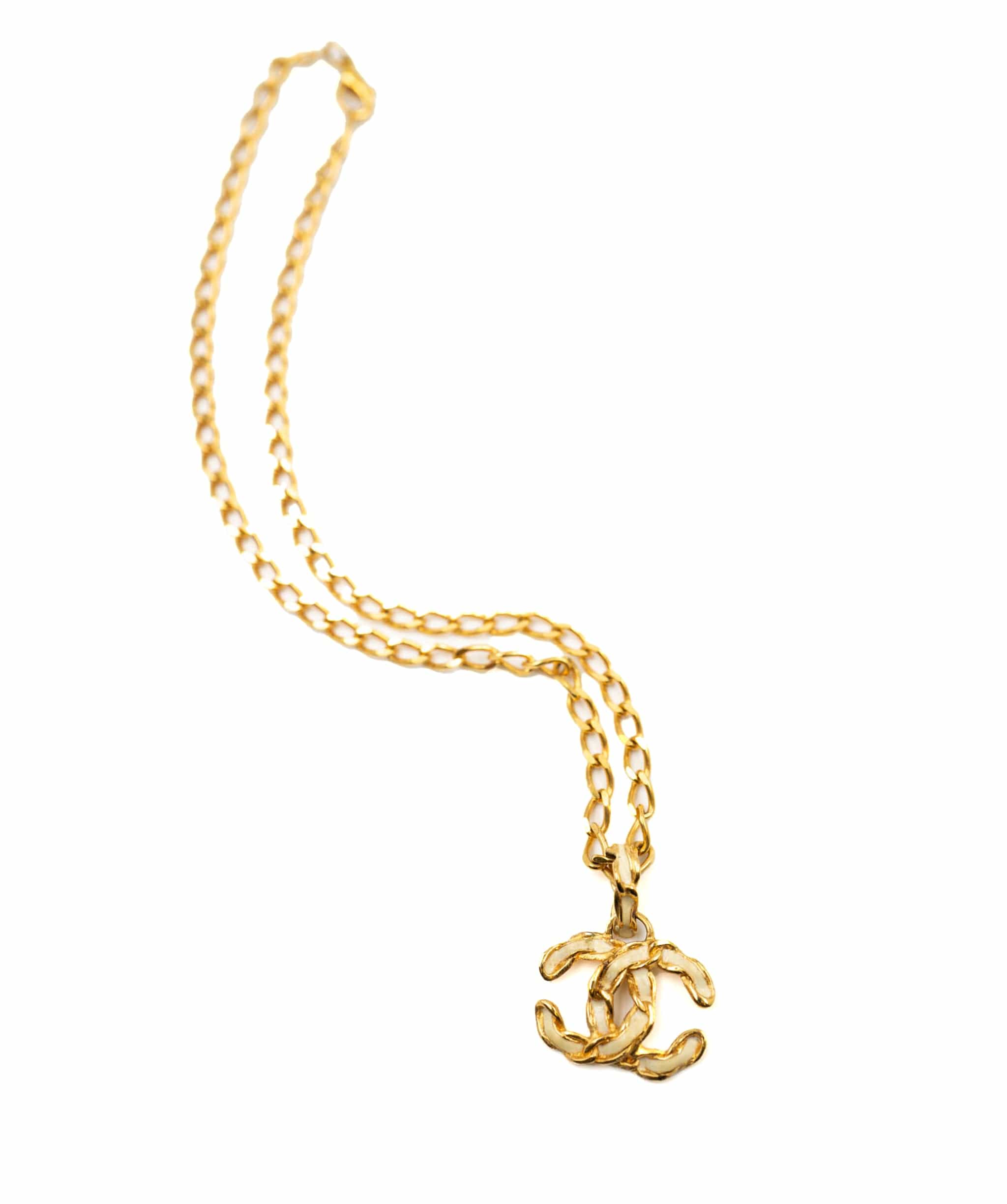 Chanel Chanel Chain and White Enamel CC Logo Necklace - AWL3618