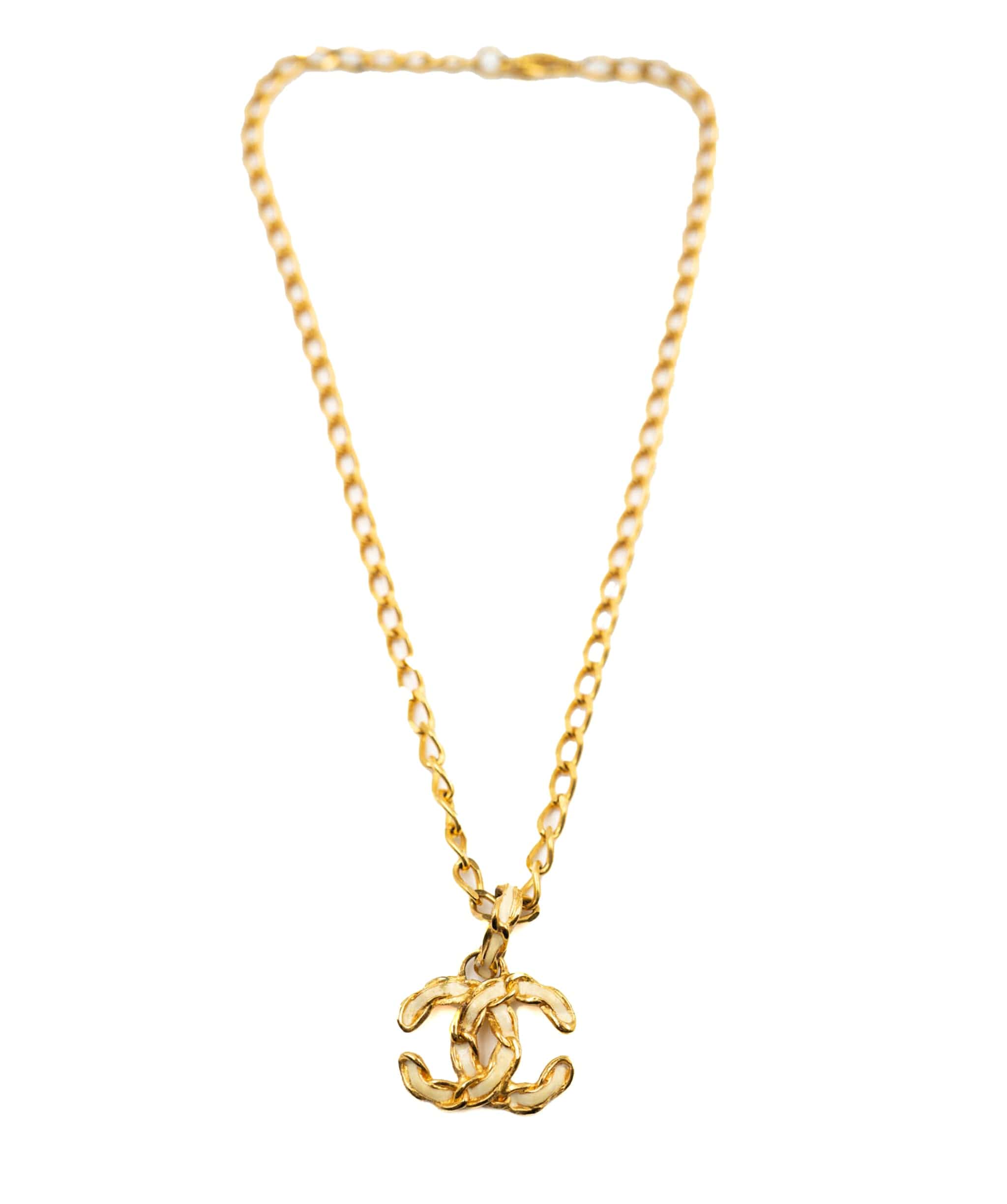 Chanel Chanel Chain and White Enamel CC Logo Necklace - AWL3618