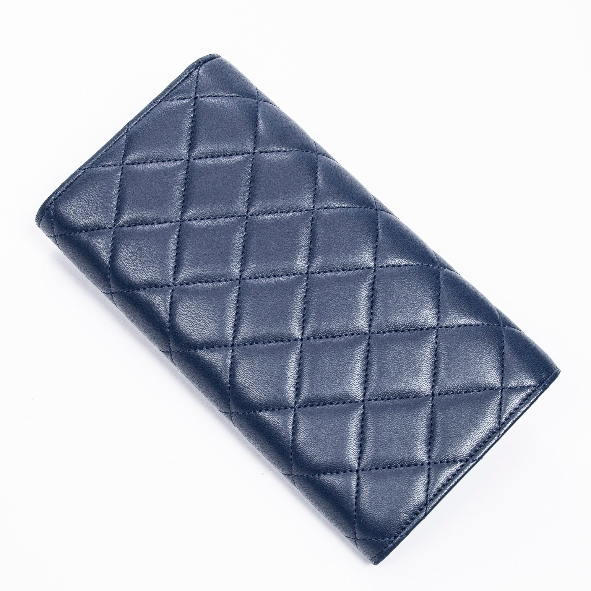 Chanel Chanel Classic Flap Long Wallet in Navy Lambskin Leather - AWL2342