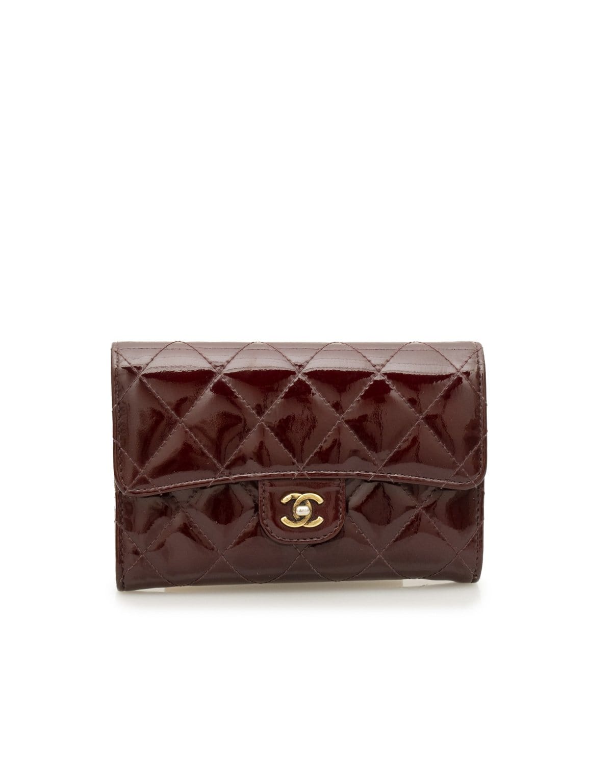 Chanel Chanel Classic Flap Wallet in Burgundy Patent Leather -AWL1944