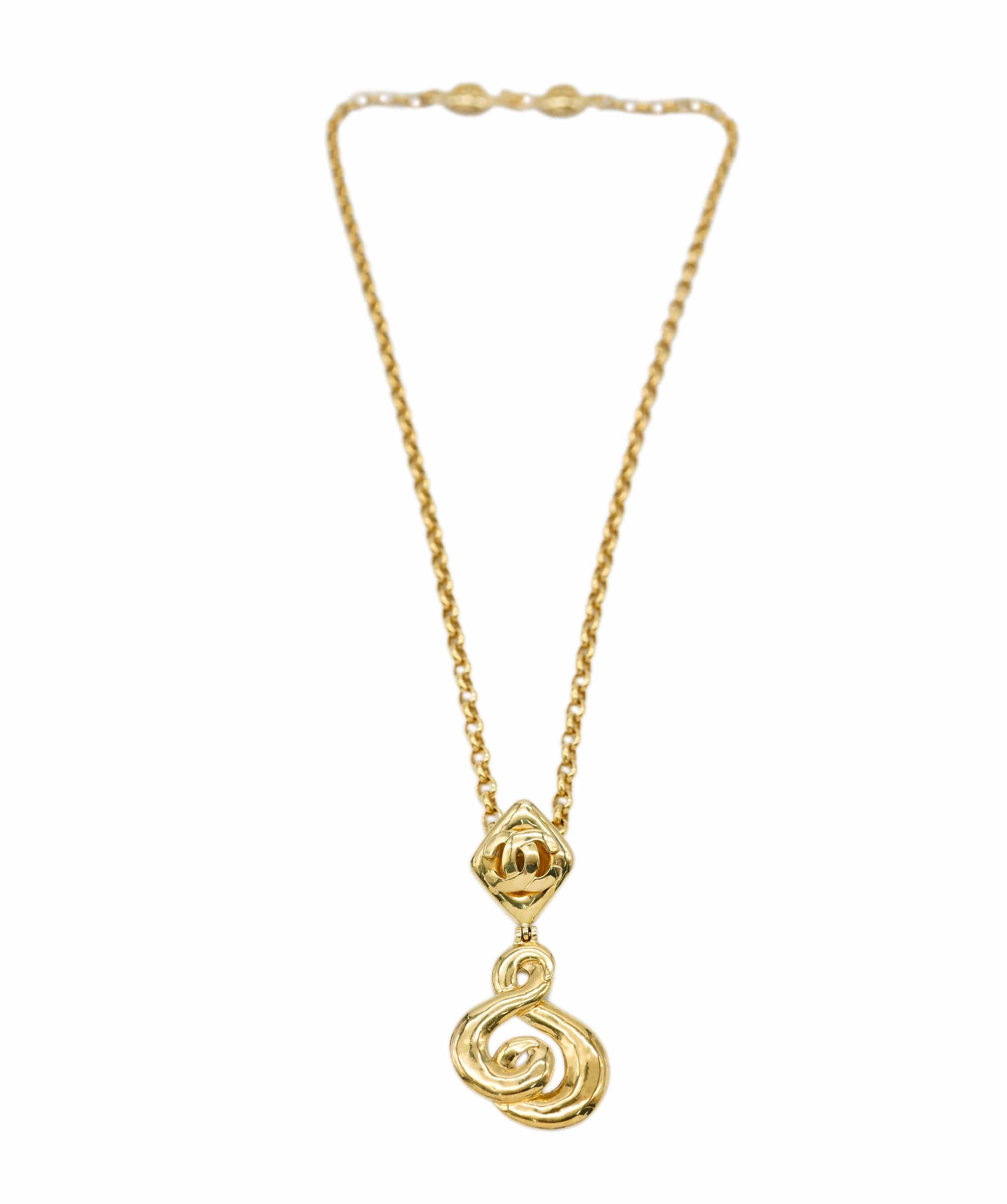 Chanel Chanel Cocomark Swing Necklace Gold 97P 90112176 ASL7402