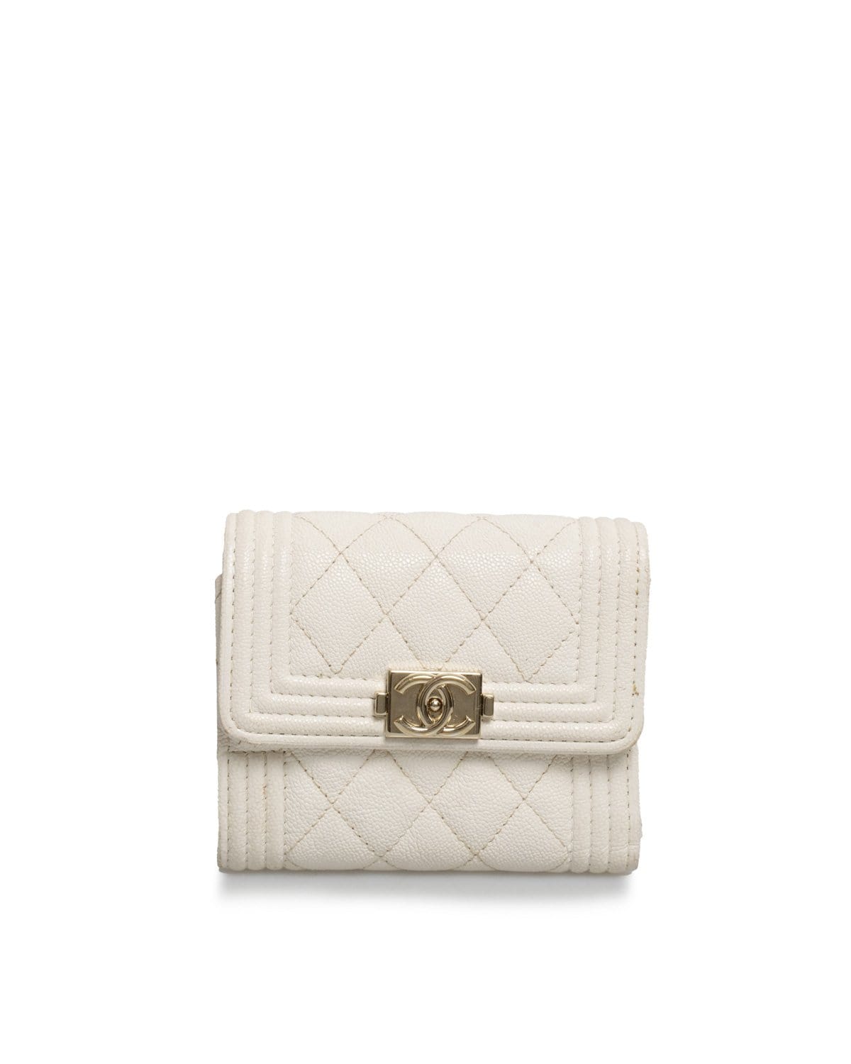 Chanel Chanel Cream Caviar Leather Wallet GHW  - AGL1434