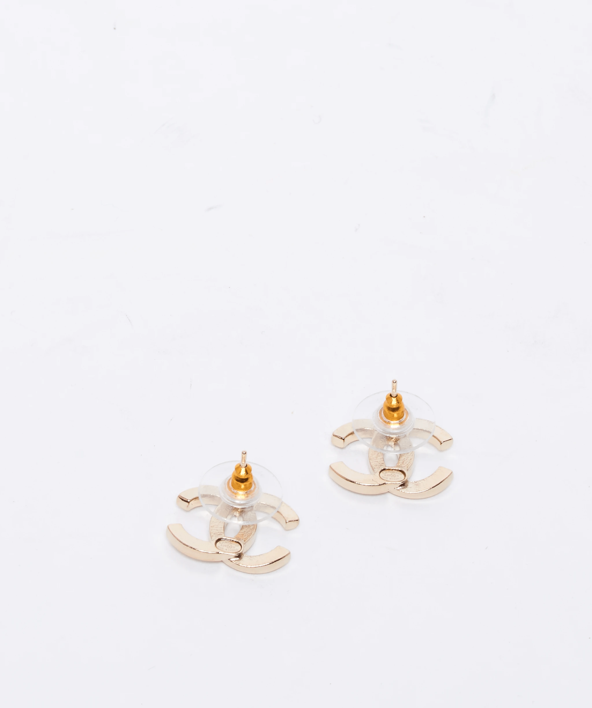 Chanel Chanel crystal and brushed gold CC stud earrings