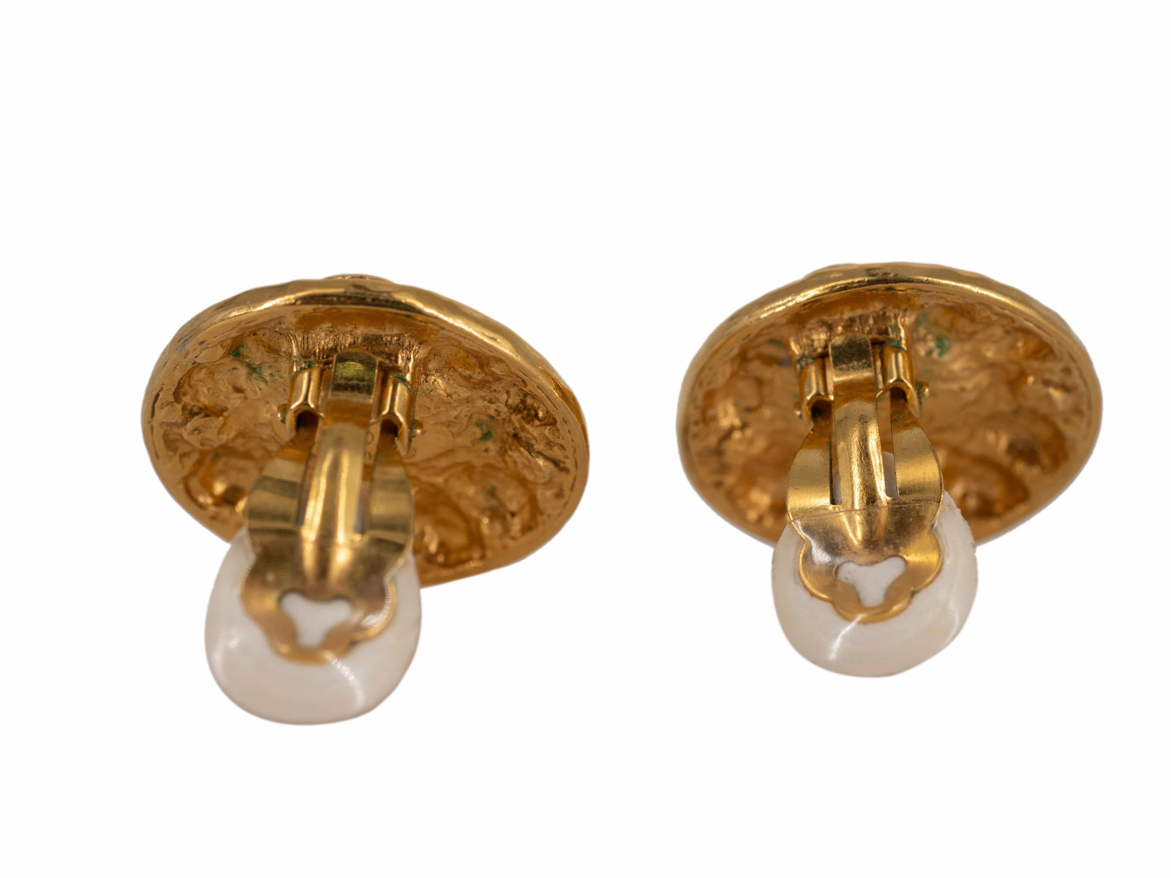 Chanel Chanel Crystal & Pearl 24K Gold Clip On Earrings - AGL1660