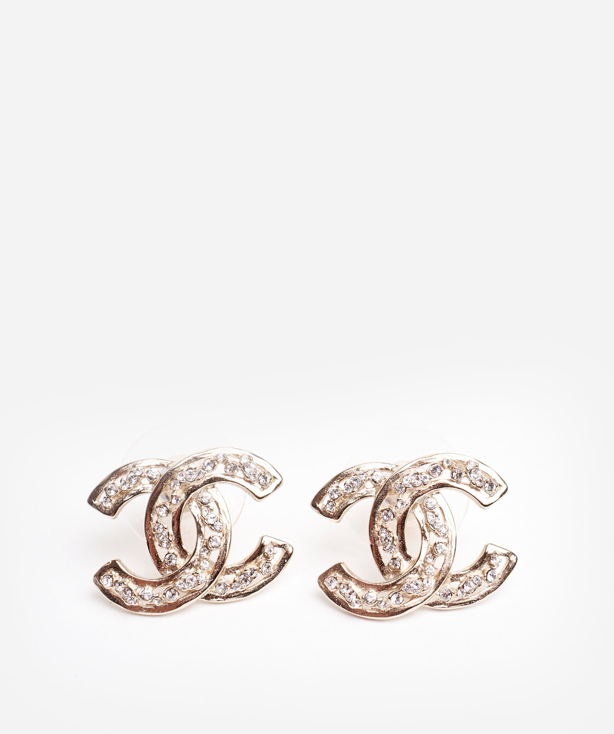 Chanel Chanel cut out and crystal gold earrings